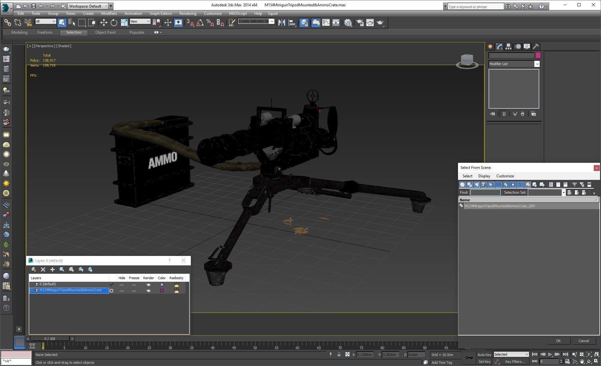 M134 Minigun Tripod Mounted and Ammo Crate Clean Low-poly 3D model_23