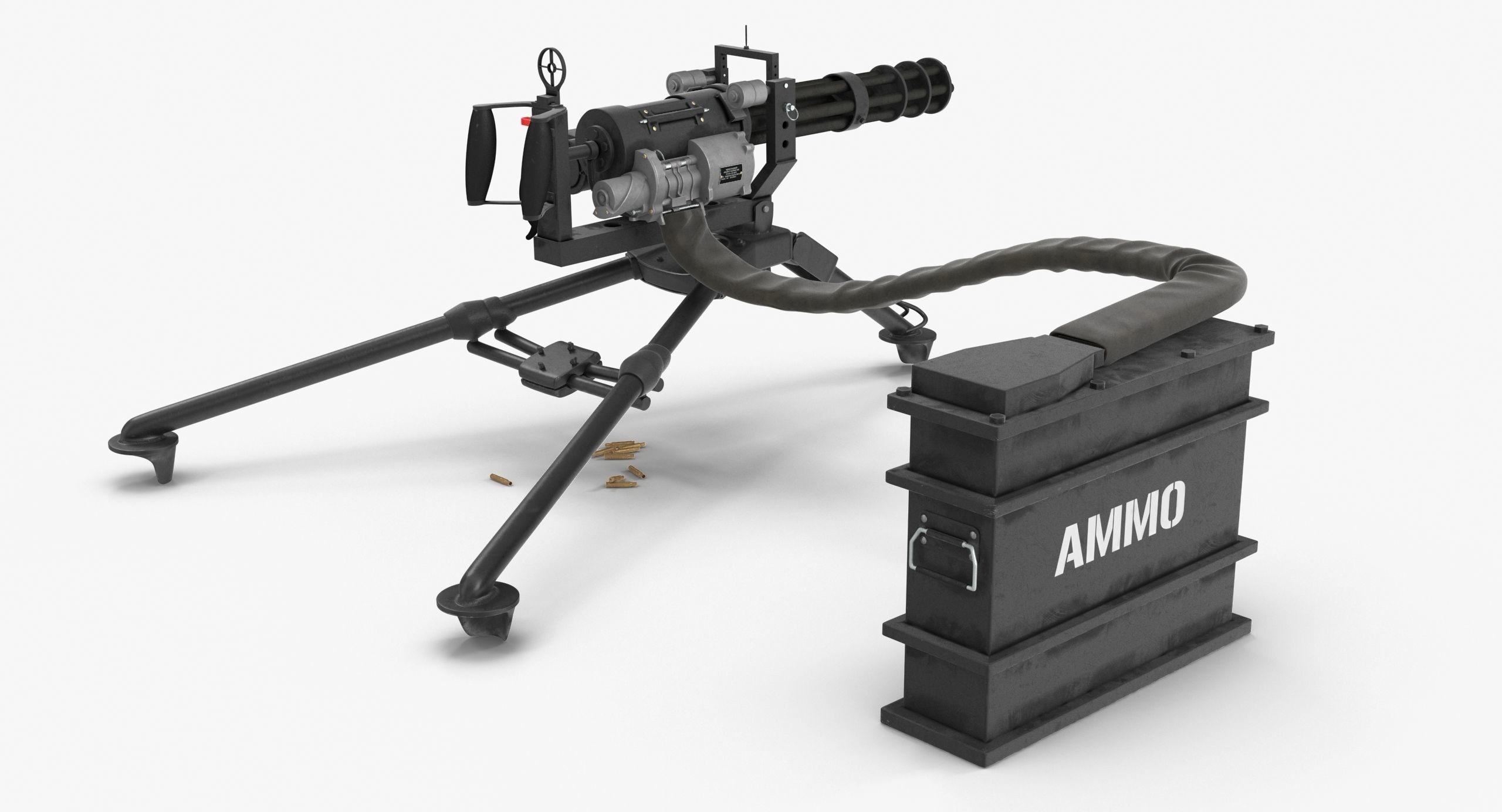 M134 Minigun Tripod Mounted and Ammo Crate Clean Low-poly 3D model_8