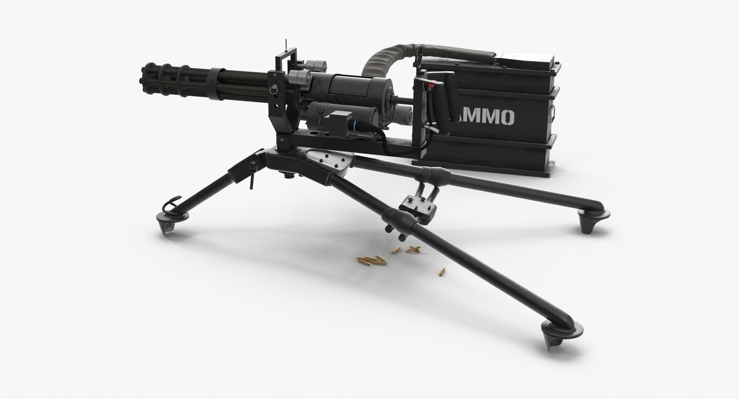 M134 Minigun Tripod Mounted and Ammo Crate Clean Low-poly 3D model_14