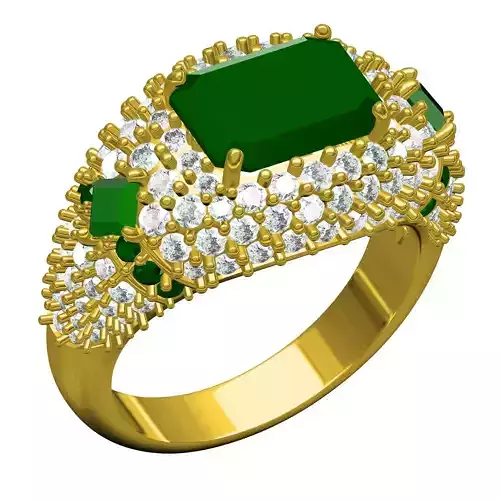 Emerald Gemstone Dome Ring