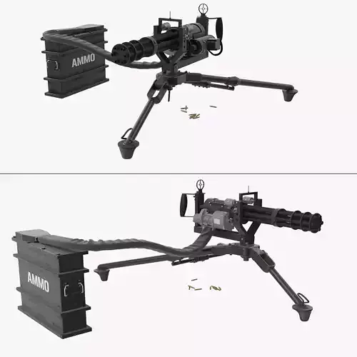 M134 Minigun Tripod Mounted and Ammo Crate Collection 