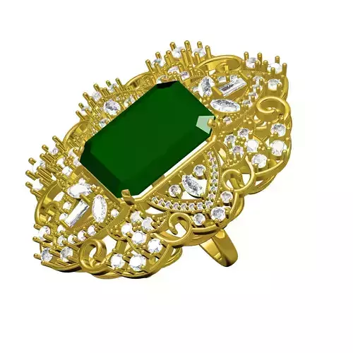 Unique Large Top Art Deco Ring