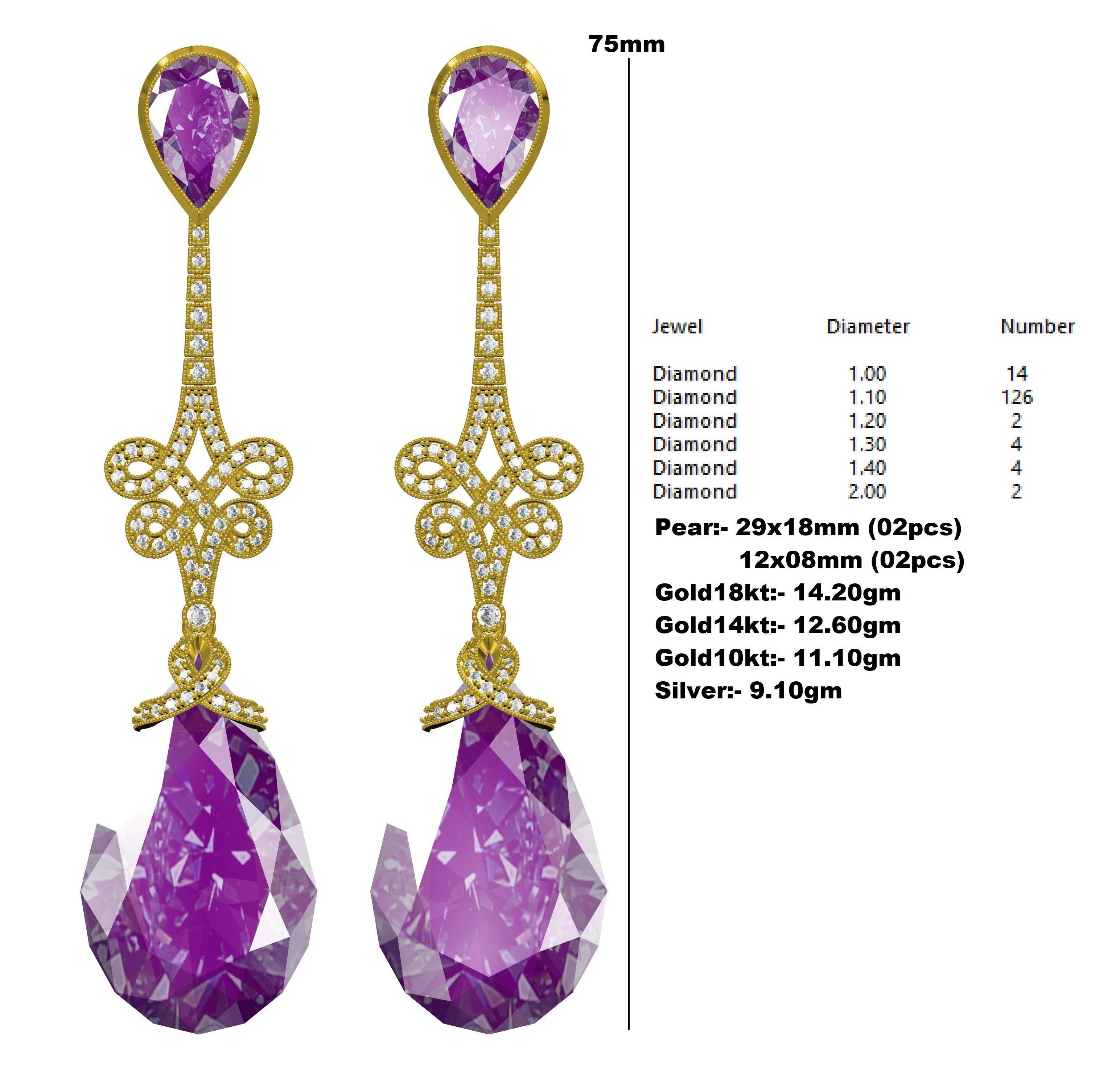 Large Pear Drop Art Deco Earring 3D print model_13