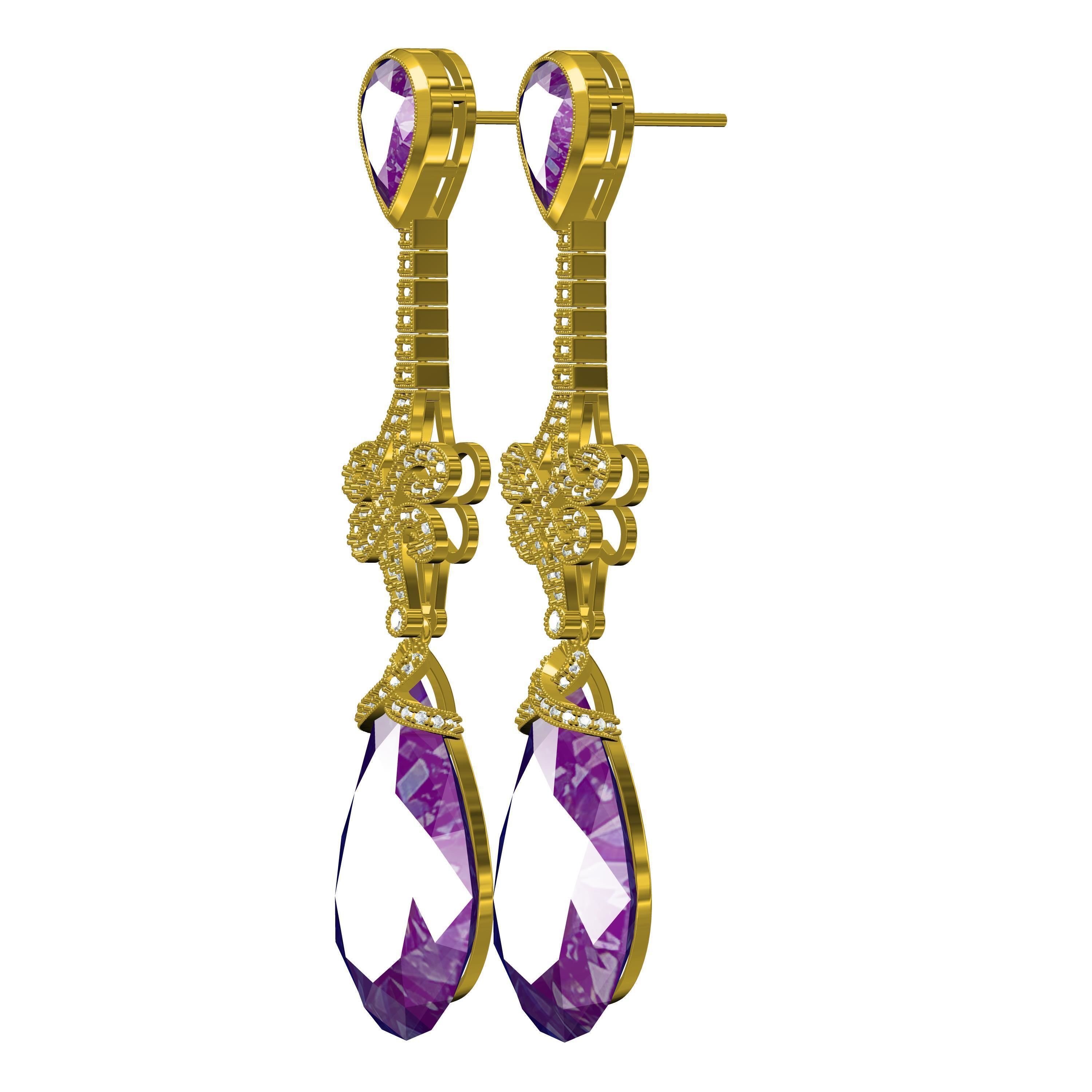 Large Pear Drop Art Deco Earring 3D print model_5