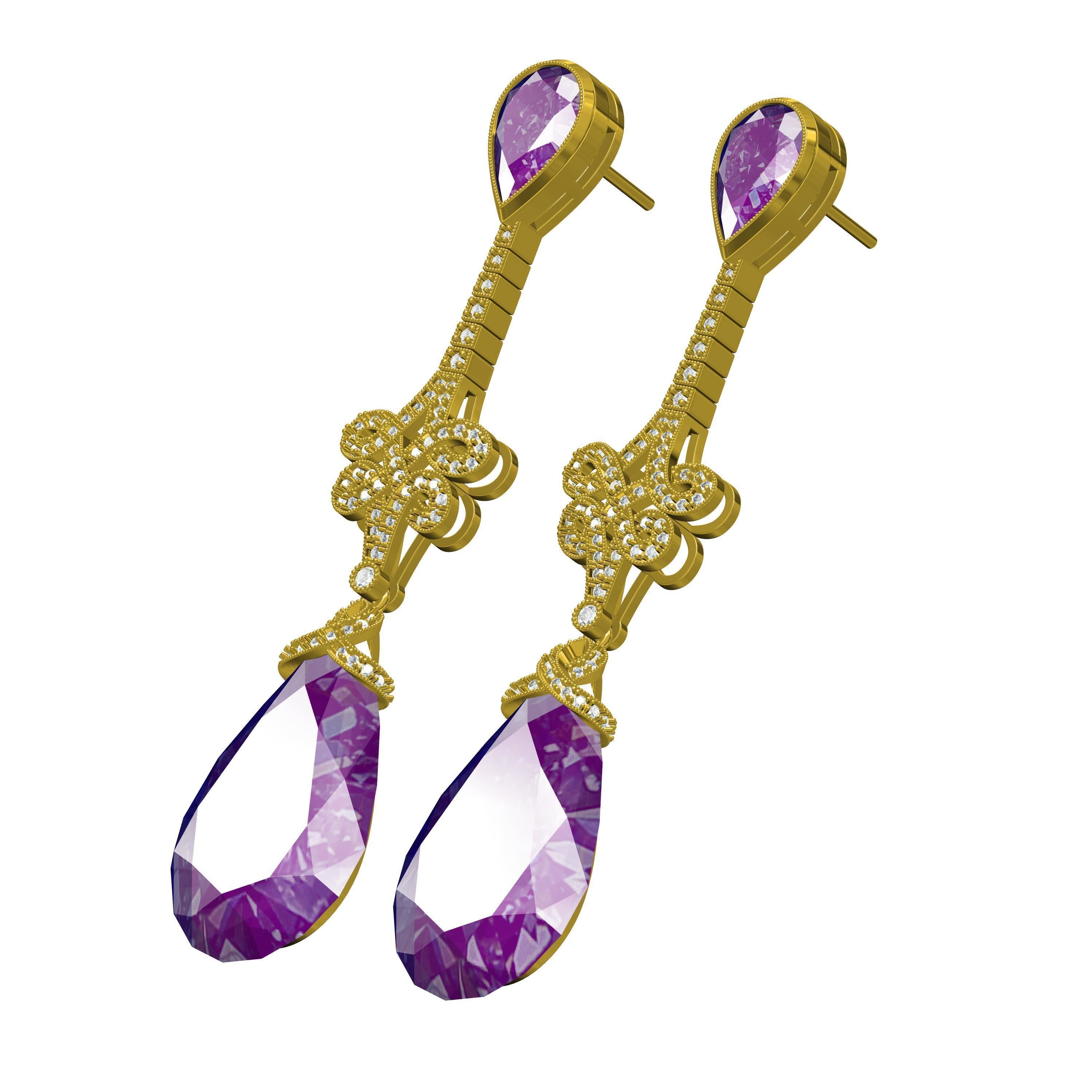 Large Pear Drop Art Deco Earring 3D print model_1