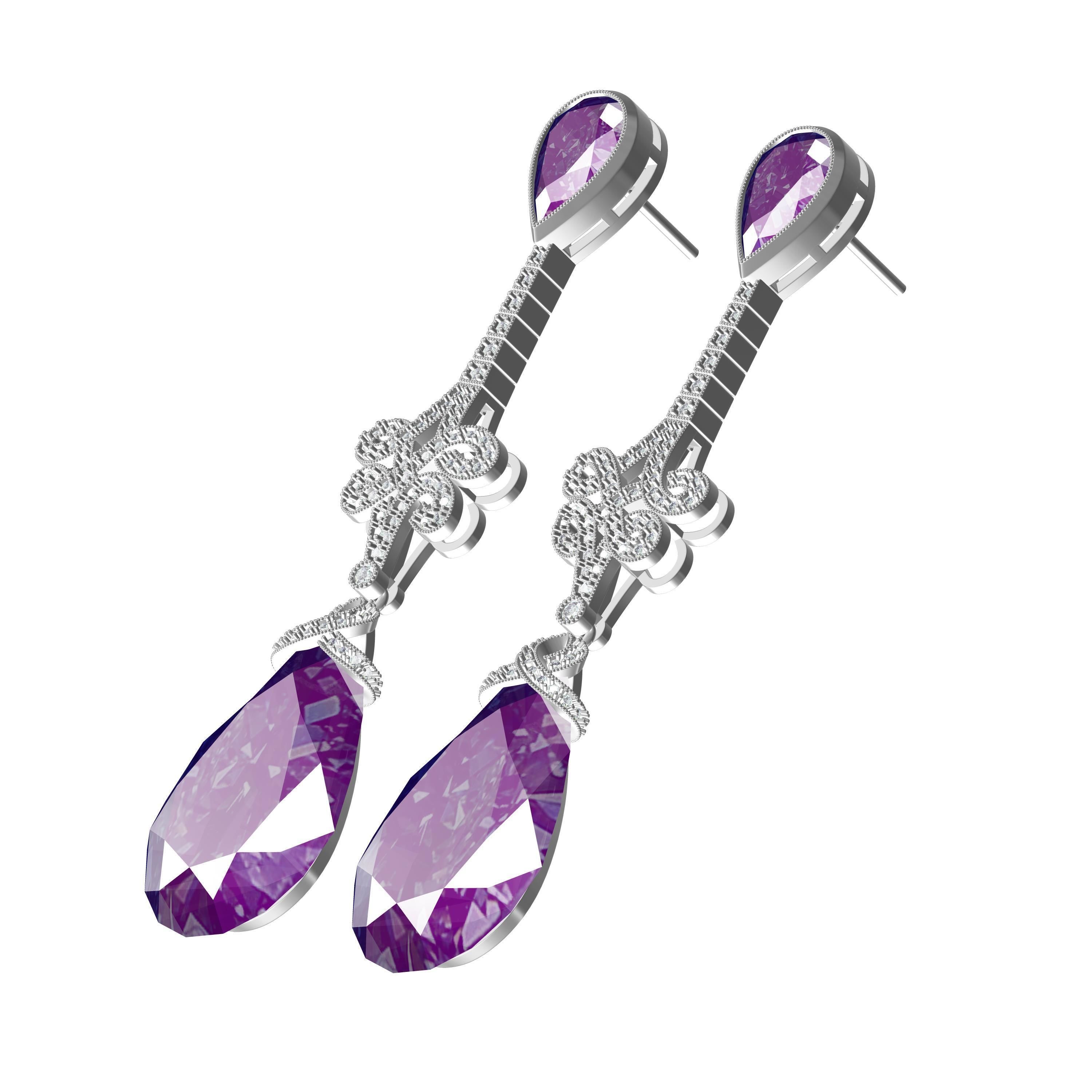 Large Pear Drop Art Deco Earring 3D print model_8