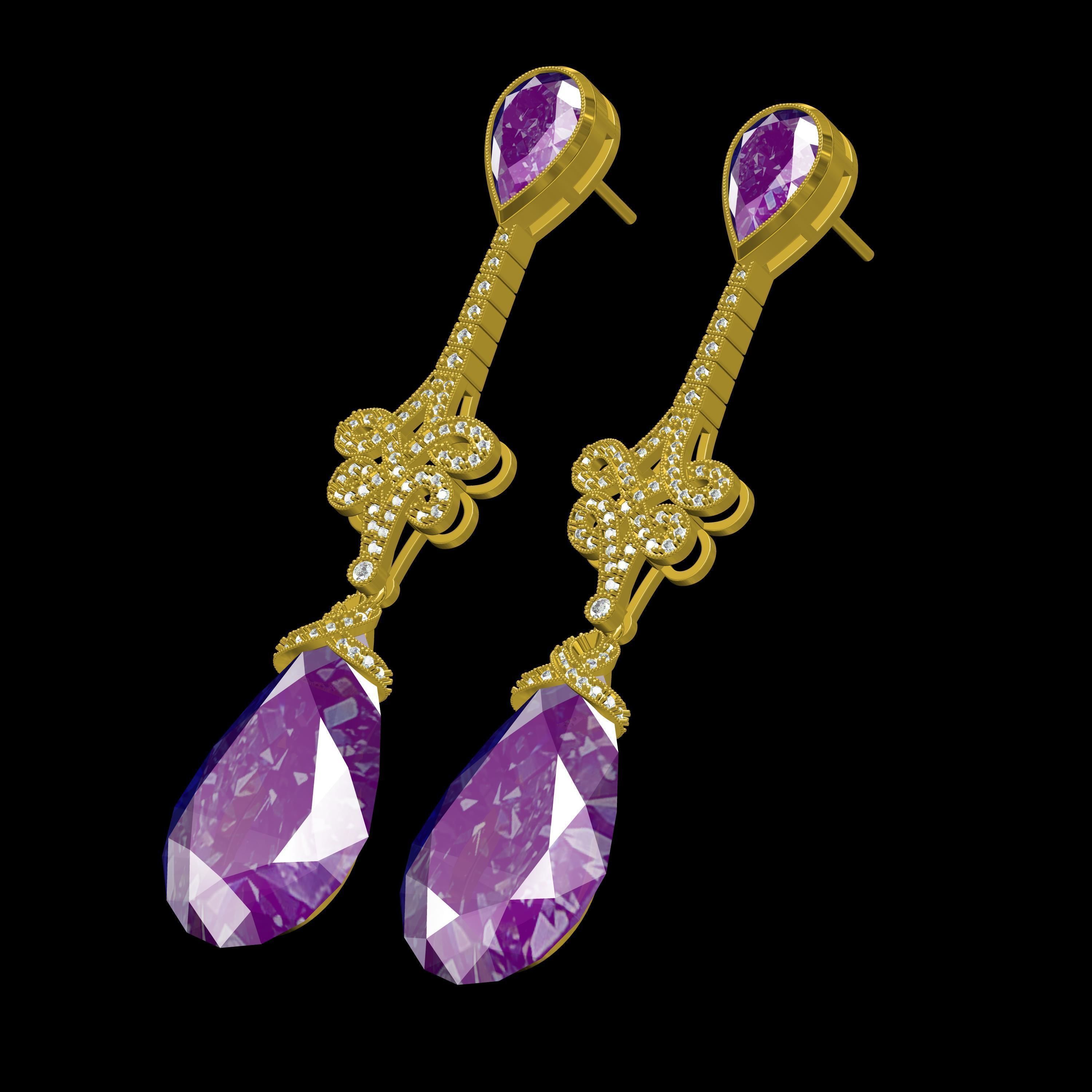 Large Pear Drop Art Deco Earring 3D print model_11