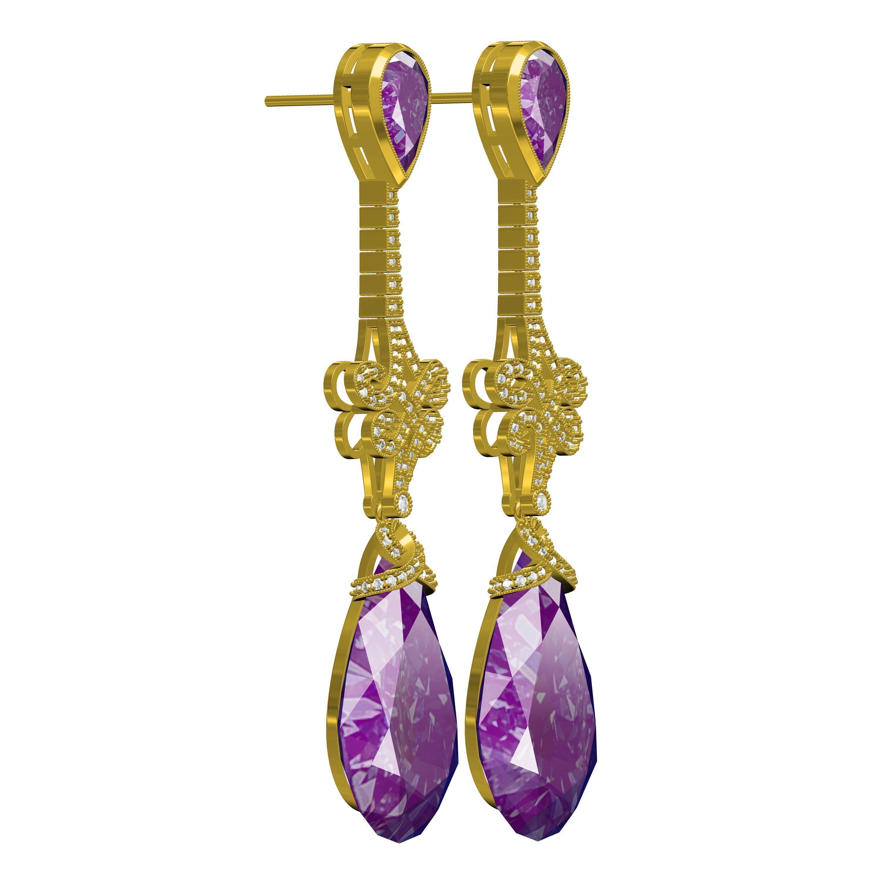 Large Pear Drop Art Deco Earring 3D print model_6