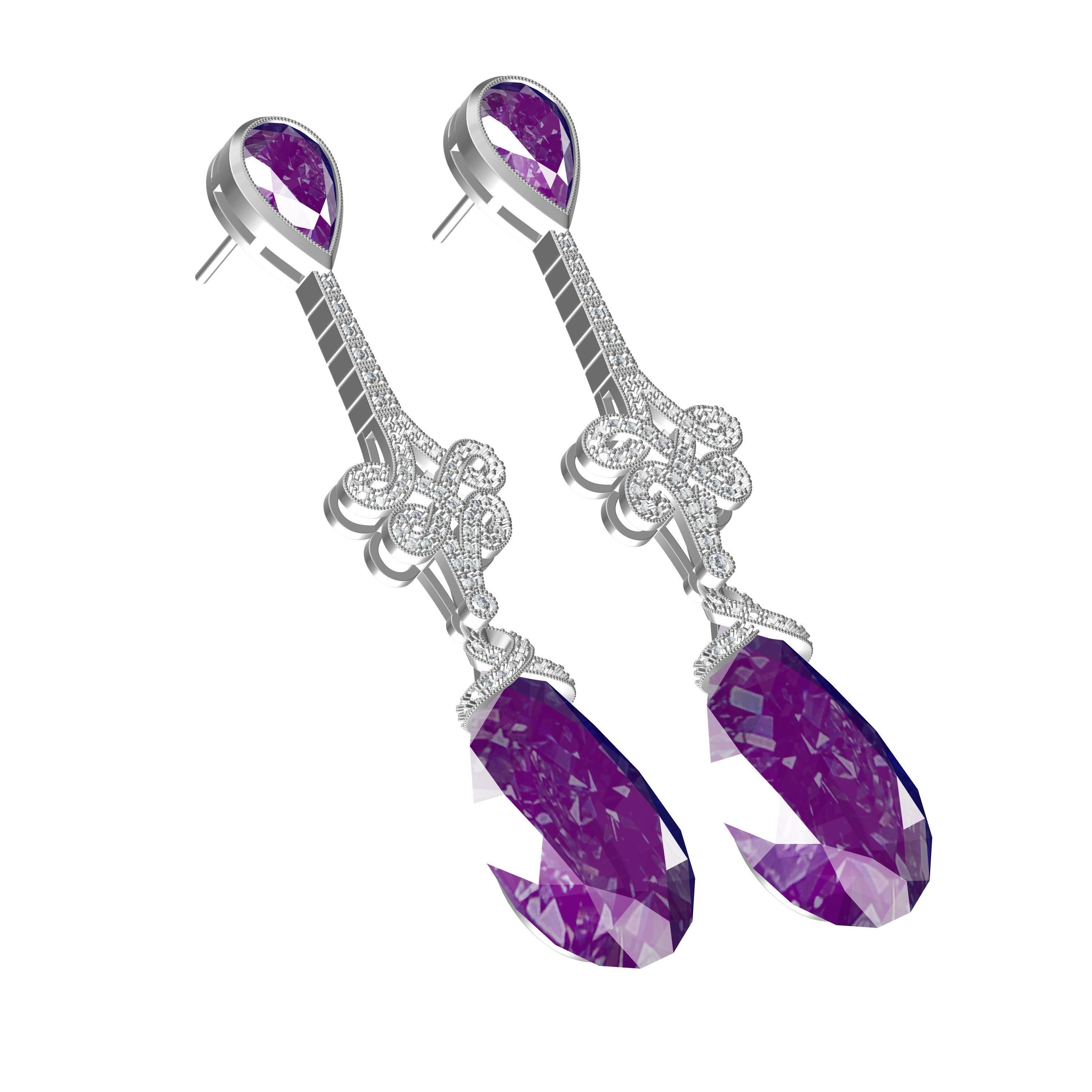 Large Pear Drop Art Deco Earring 3D print model_9