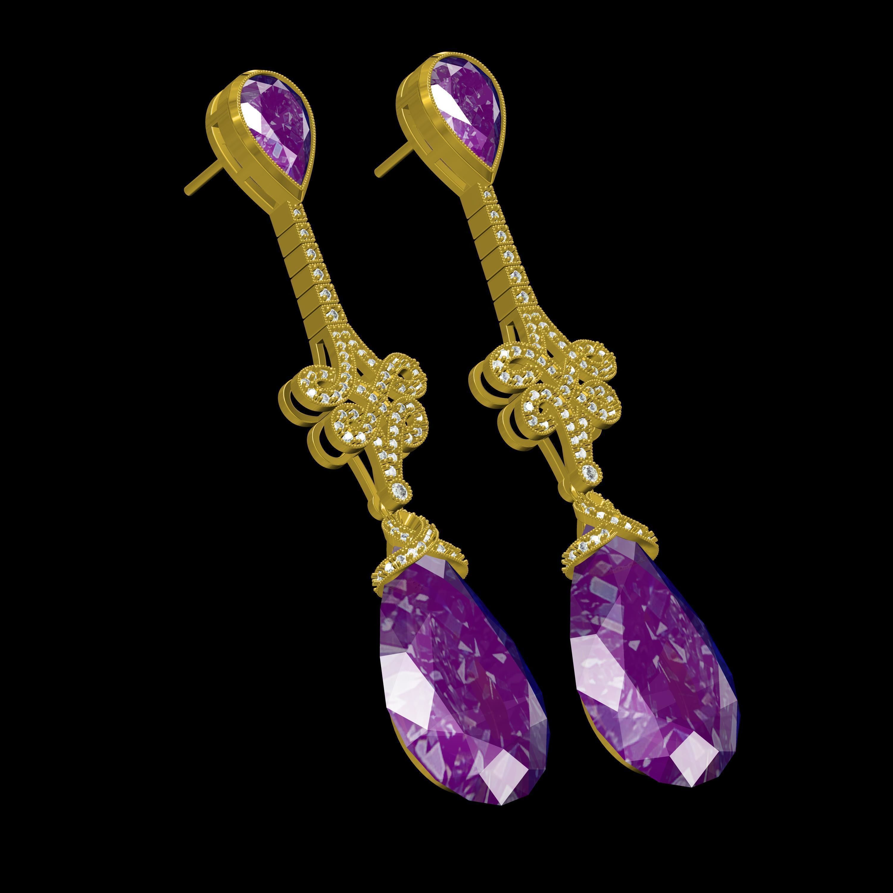 Large Pear Drop Art Deco Earring 3D print model_12