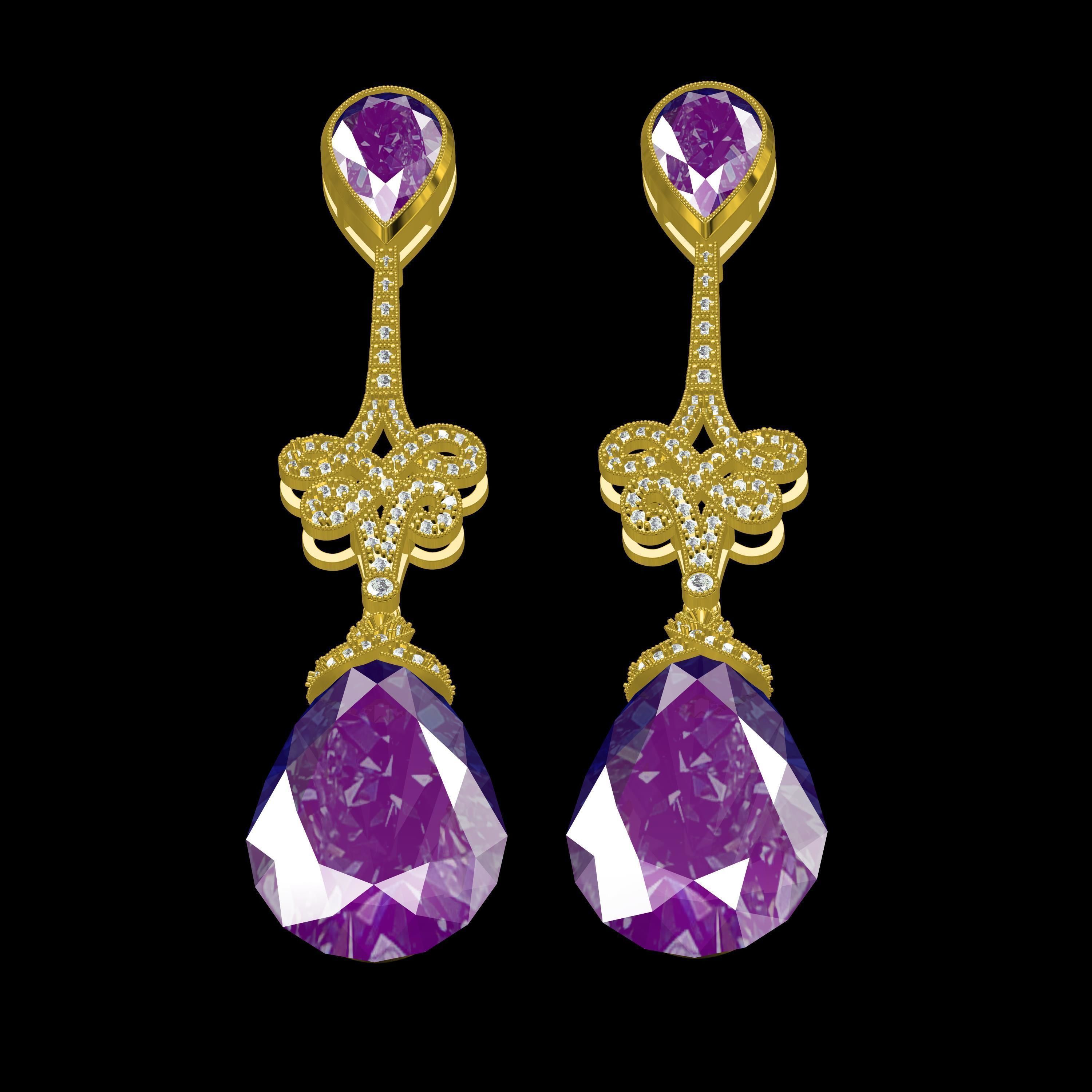 Large Pear Drop Art Deco Earring 3D print model_10