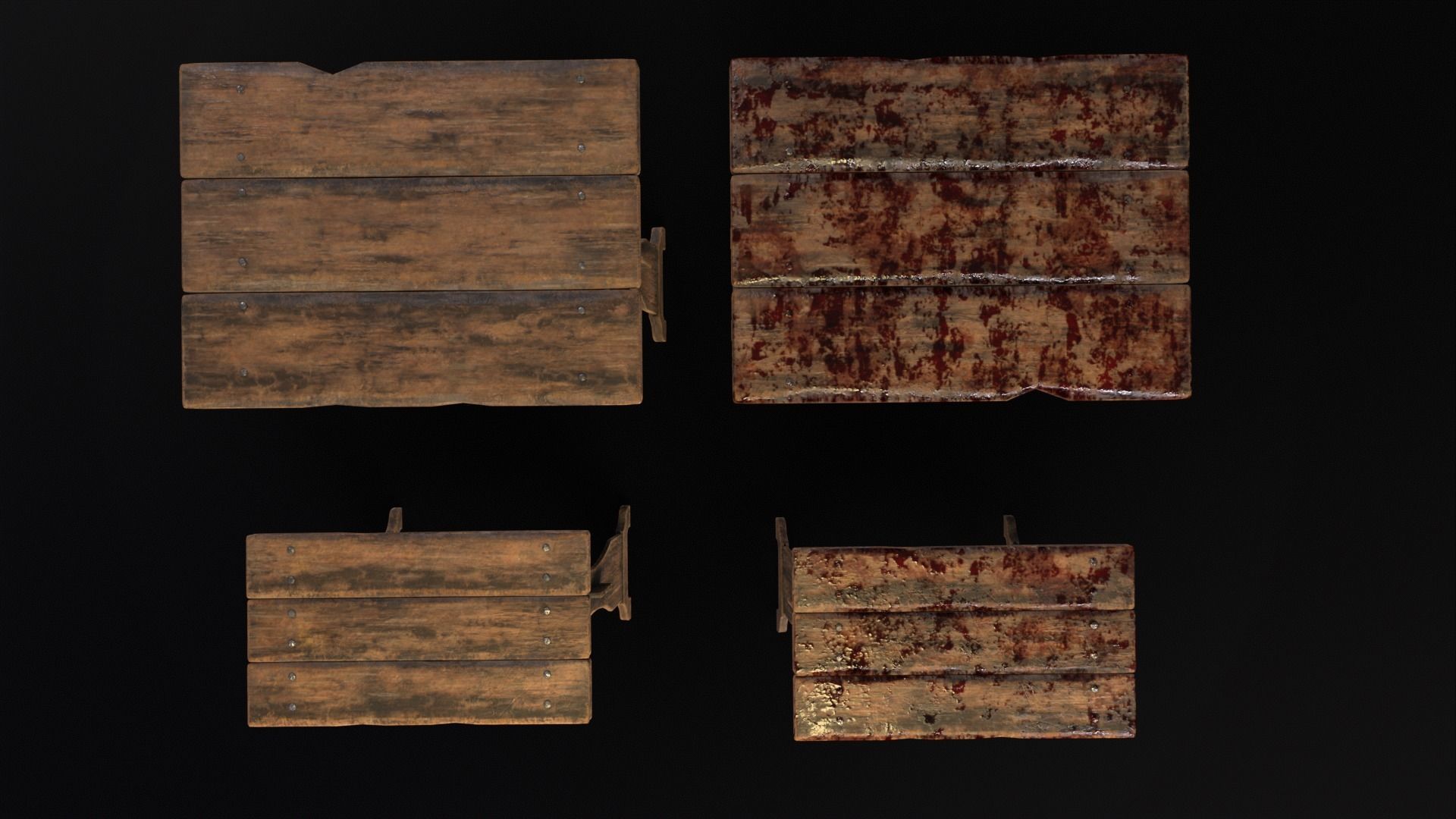 Wooden Plank Workbench Low-poly 3D model_20