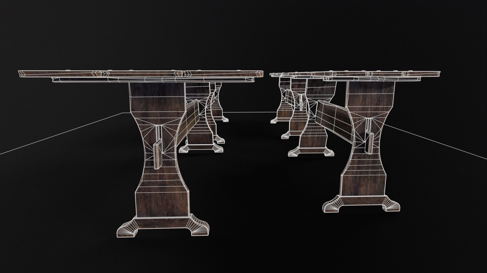 Wooden Plank Workbench Low-poly 3D model_7