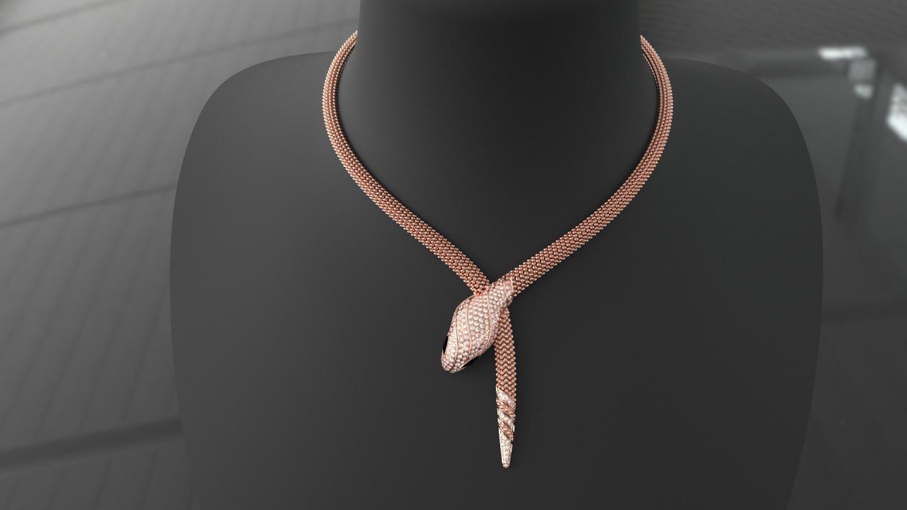 Necklaces Snake and ring Snake 3D print model_1