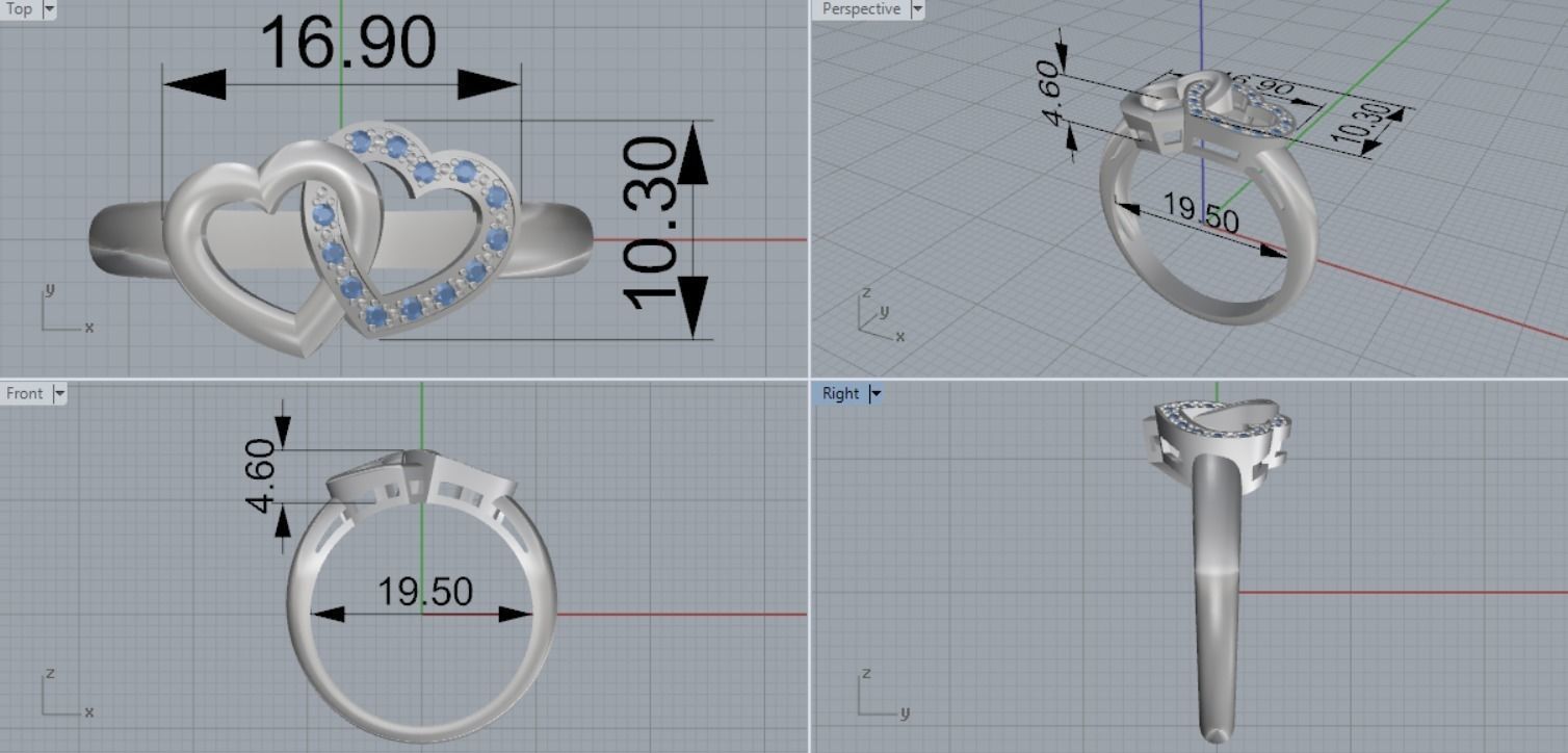 heart rings 3D print model_9