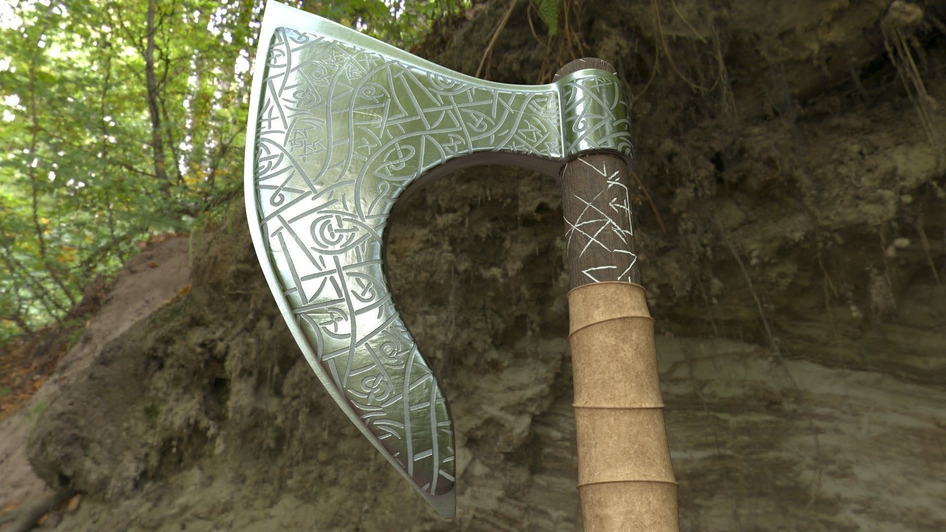 Viking Rune Axe 3D model_17