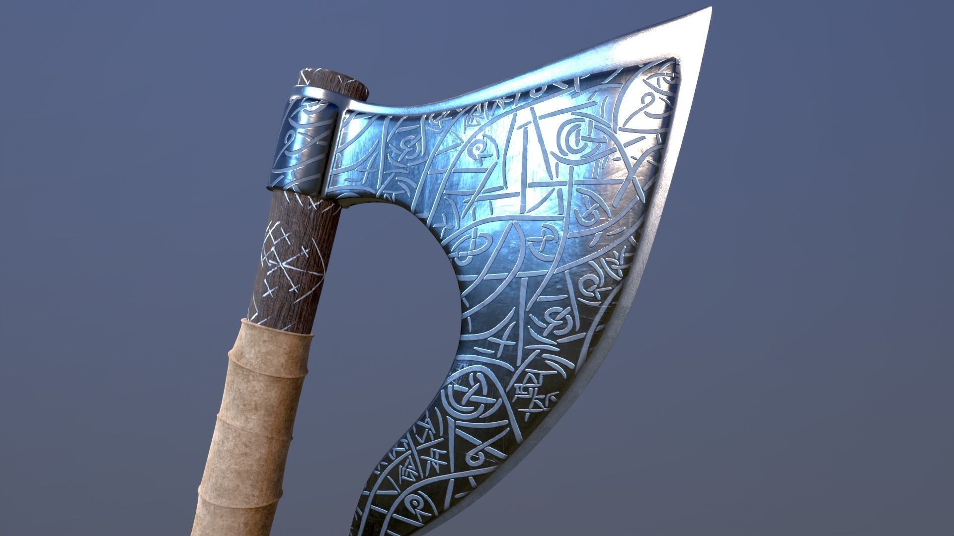 Viking Rune Axe 3D model_12