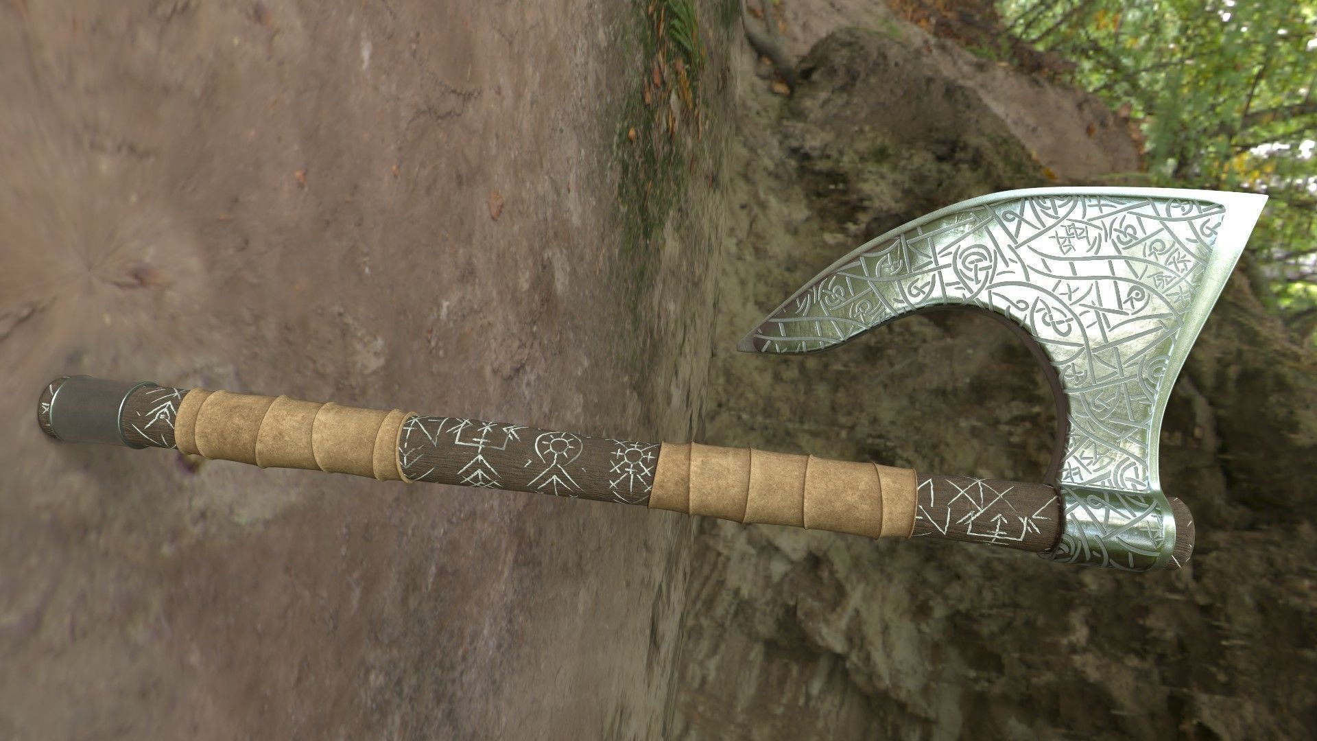 Viking Rune Axe 3D model_16