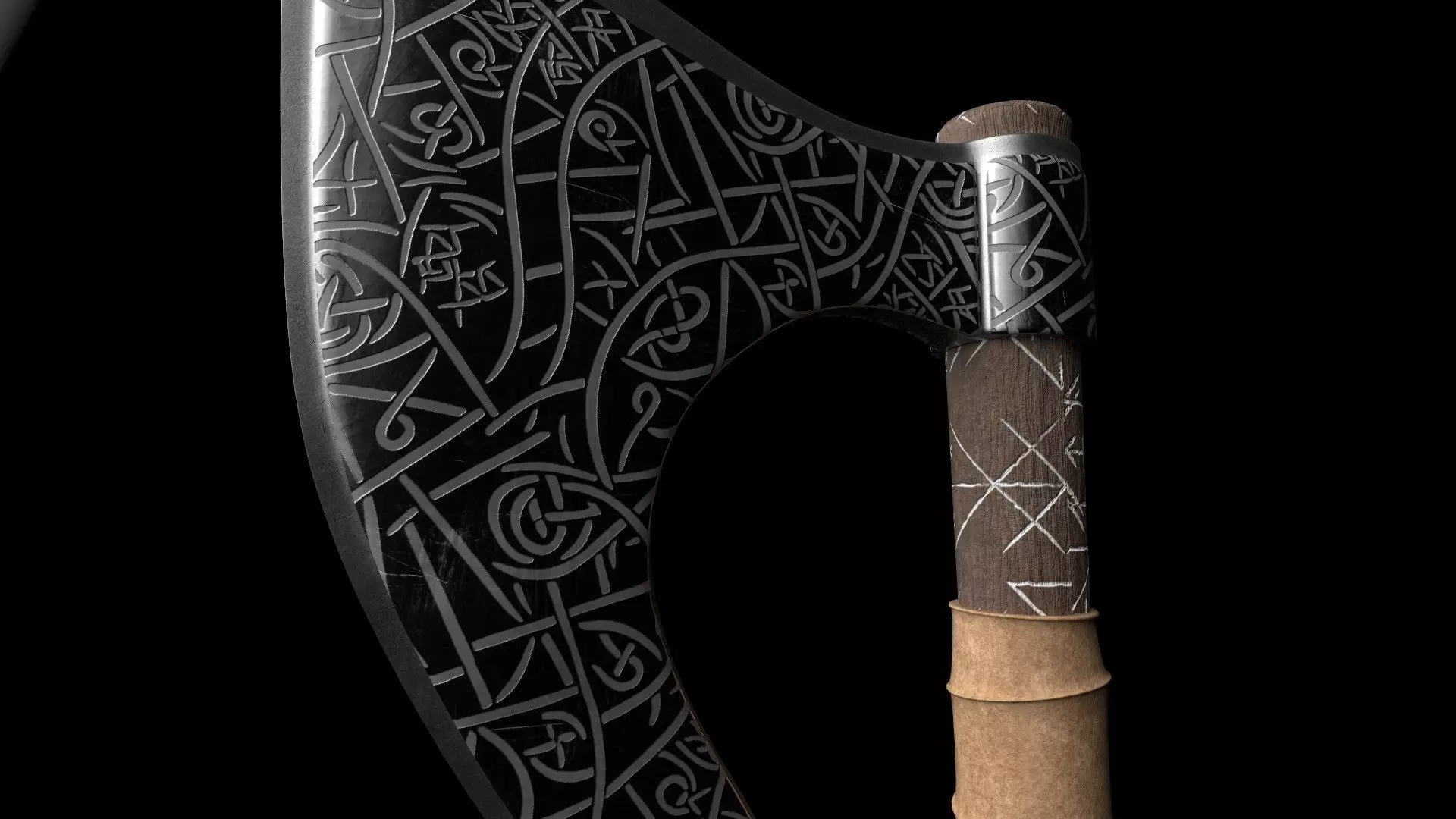 Viking Rune Axe 3D model_0