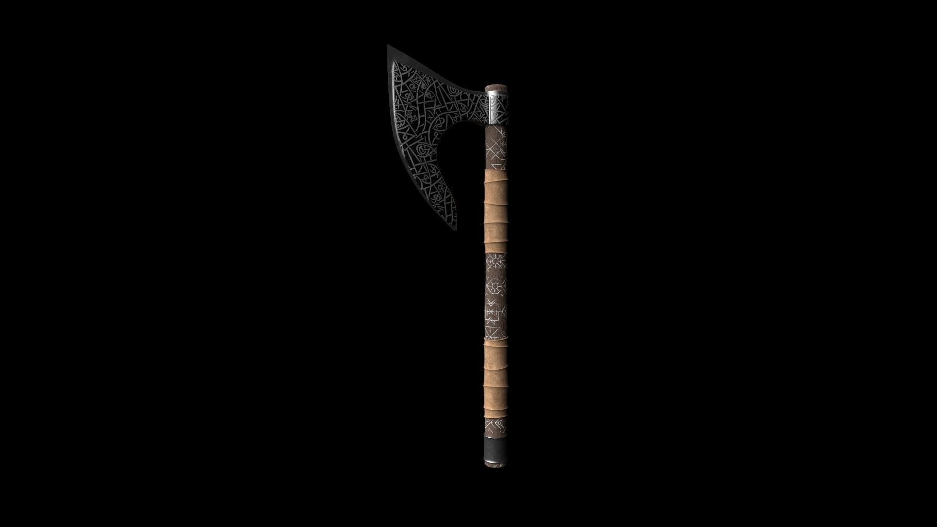 Viking Rune Axe 3D model_3