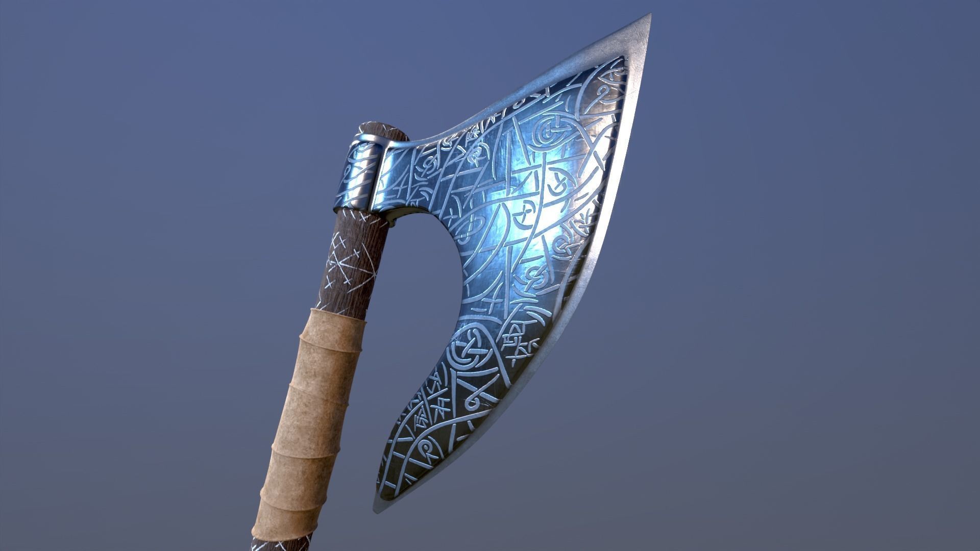 Viking Rune Axe 3D model_10