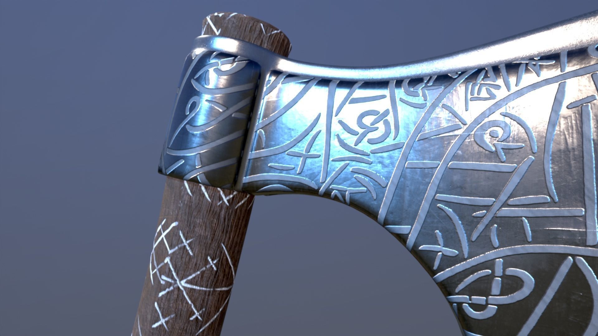 Viking Rune Axe 3D model_15