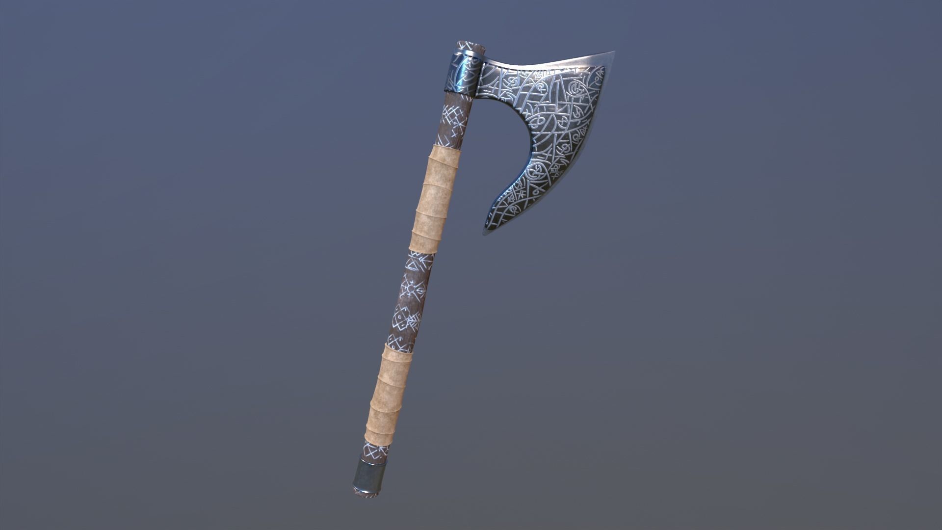 Viking Rune Axe 3D model_6