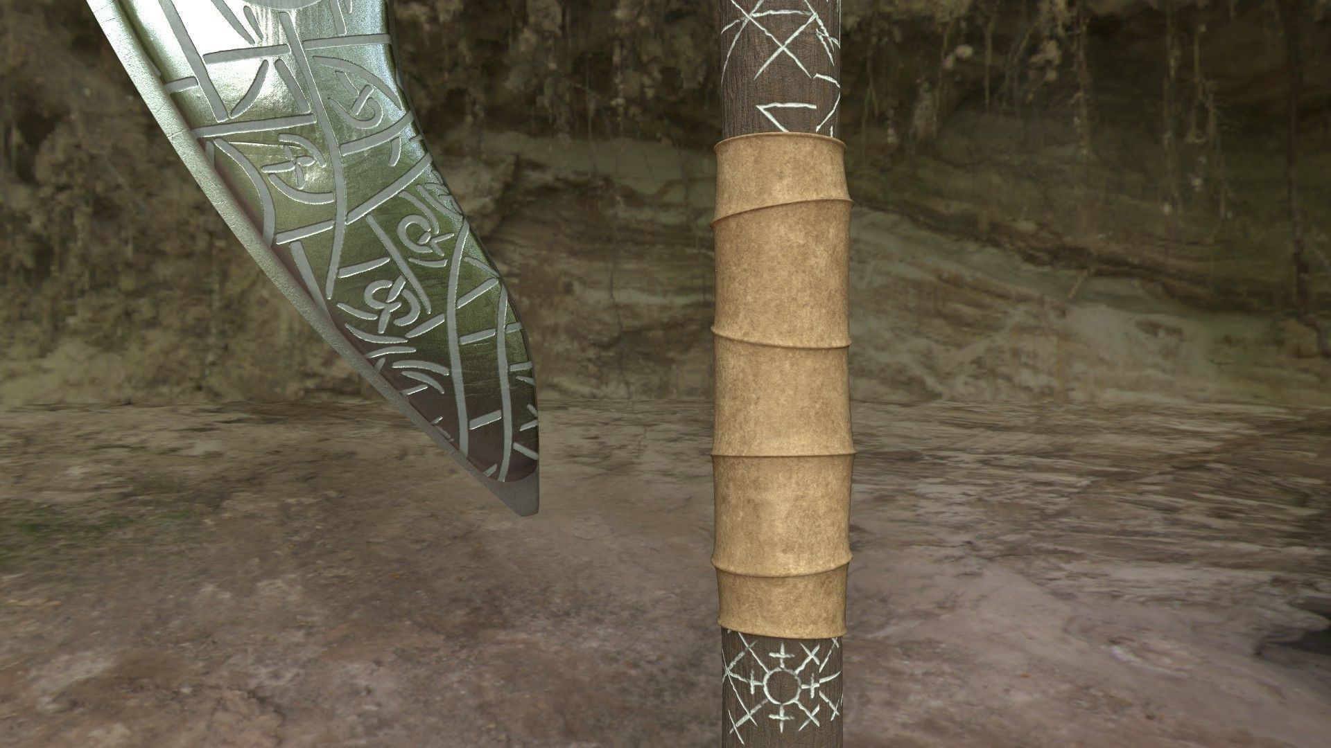 Viking Rune Axe 3D model_19