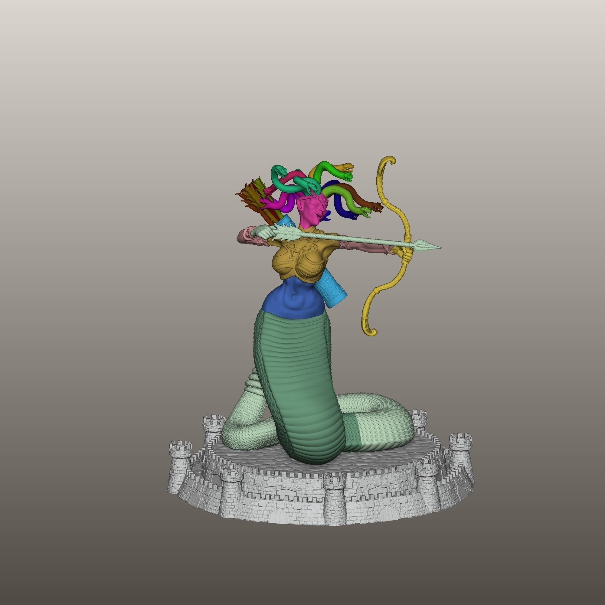 Heroes 3  Medusa Queen of Dungeon 3D print model_4