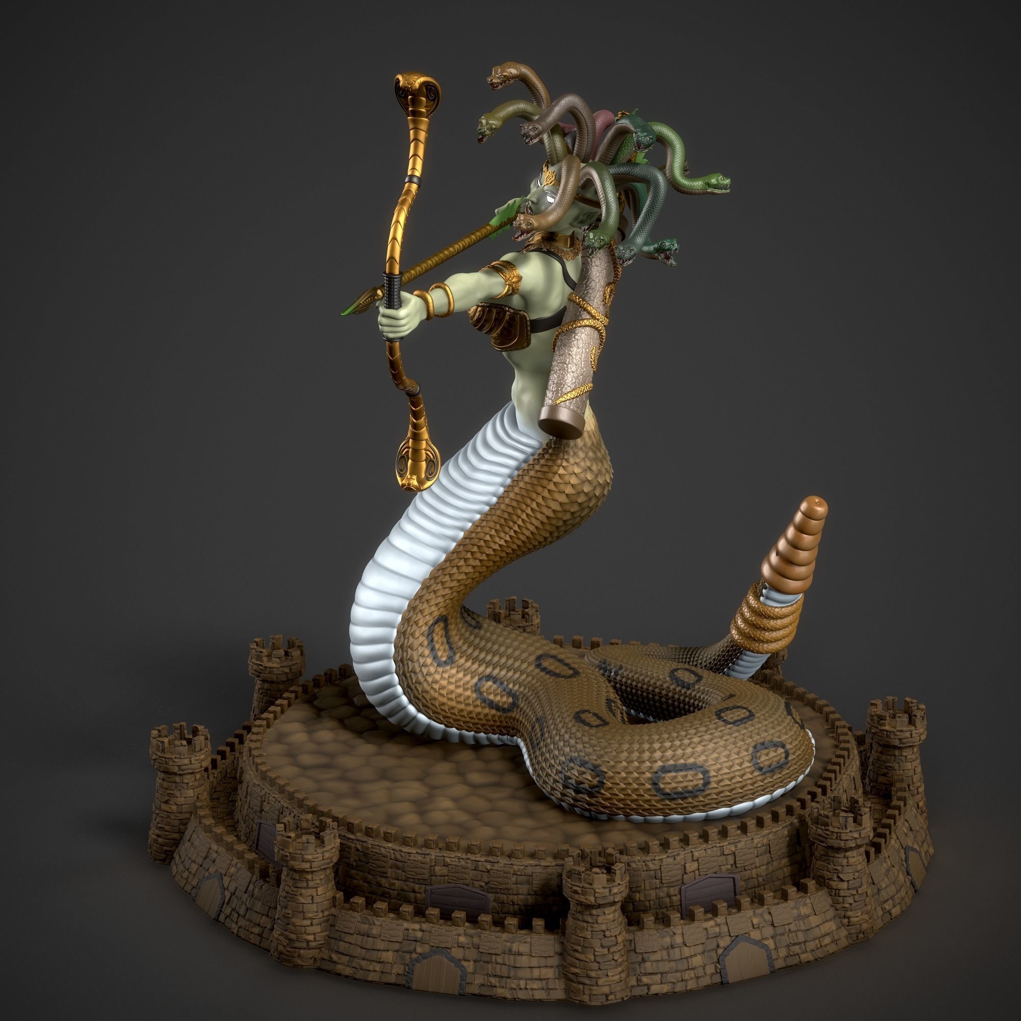 Heroes 3  Medusa Queen of Dungeon 3D print model_3