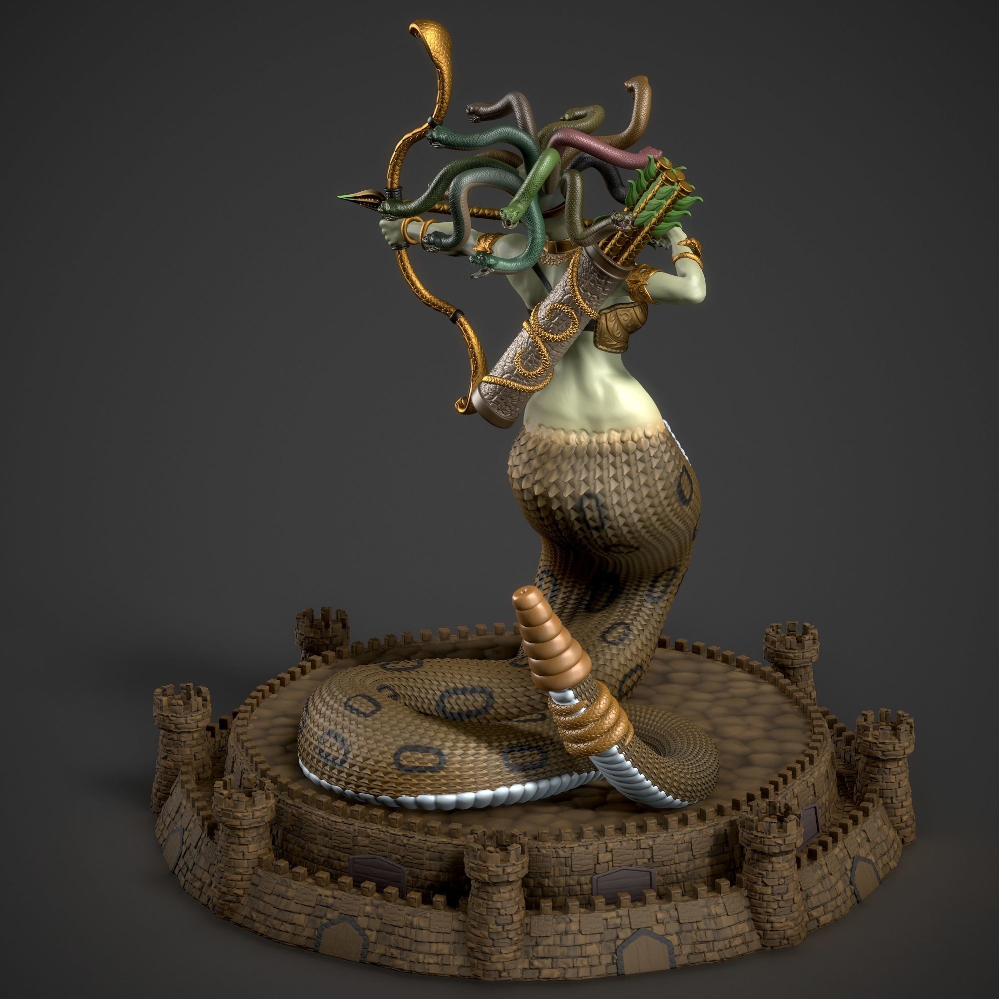 Heroes 3  Medusa Queen of Dungeon 3D print model_2