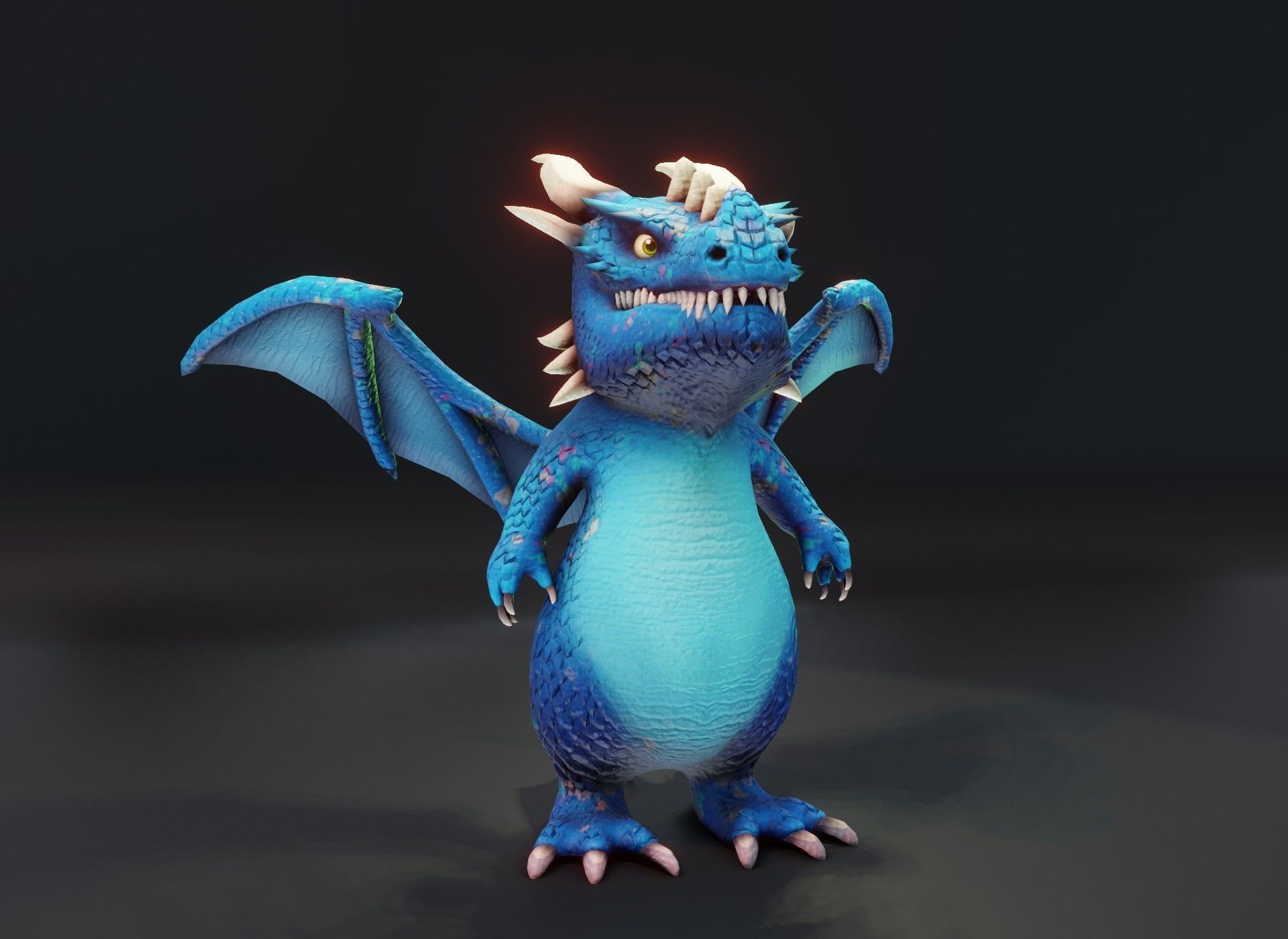 Cartoon Chromatic Dragons Animated 3D Model Low-poly 3D model_54