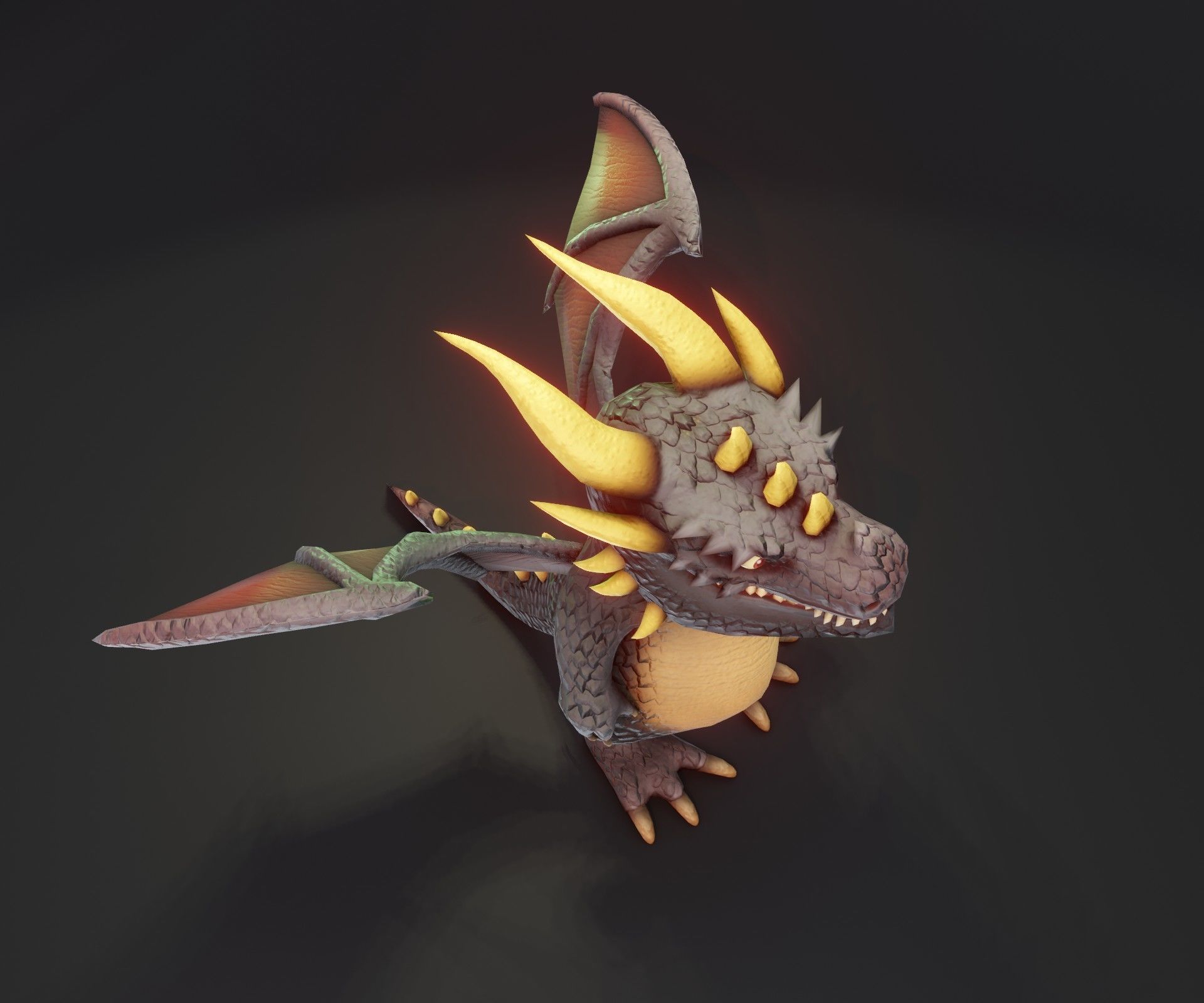 Cartoon Chromatic Dragons Animated 3D Model Low-poly 3D model_34