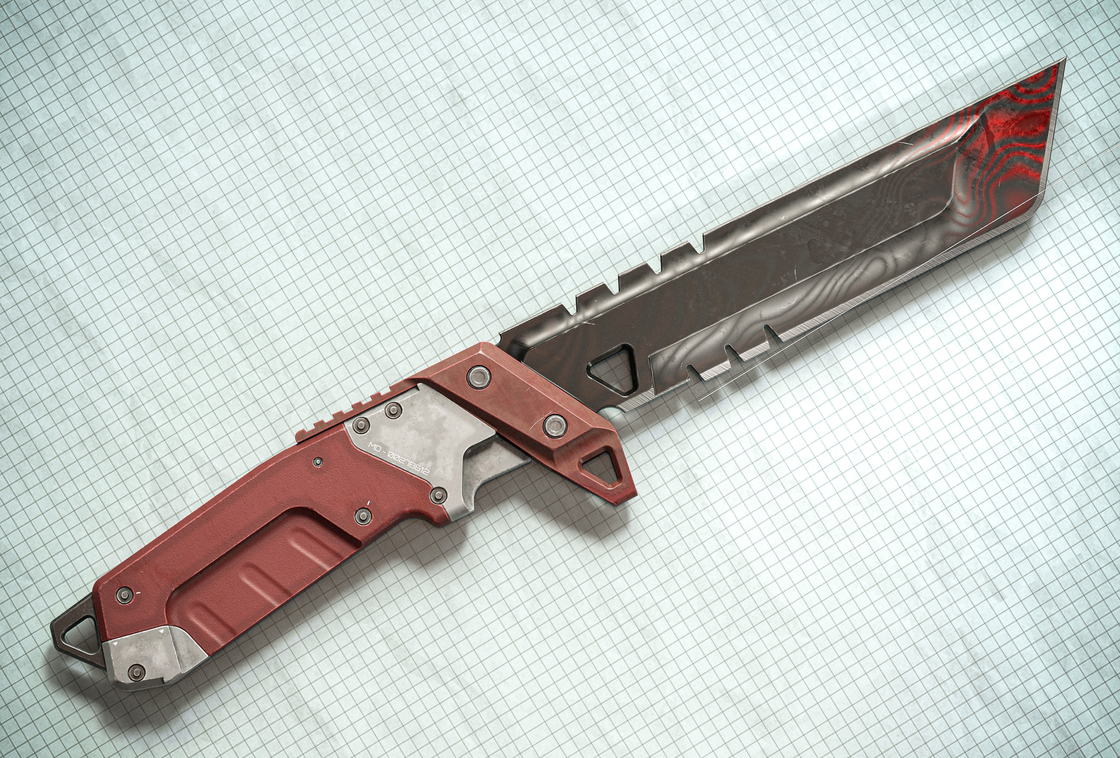 Sci-fi Knife KW PBR Low-poly 3D model_7