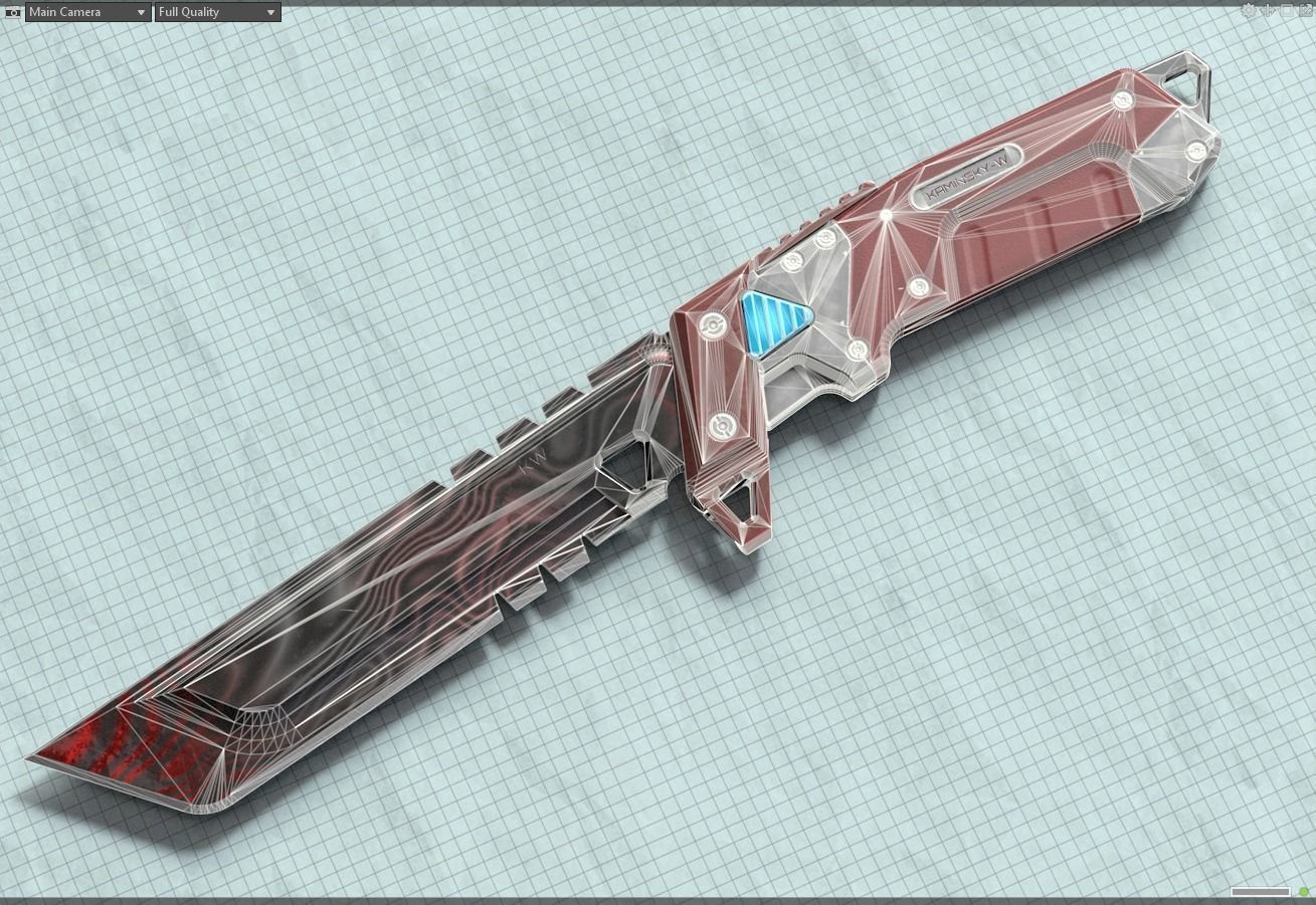 Sci-fi Knife KW PBR Low-poly 3D model_12