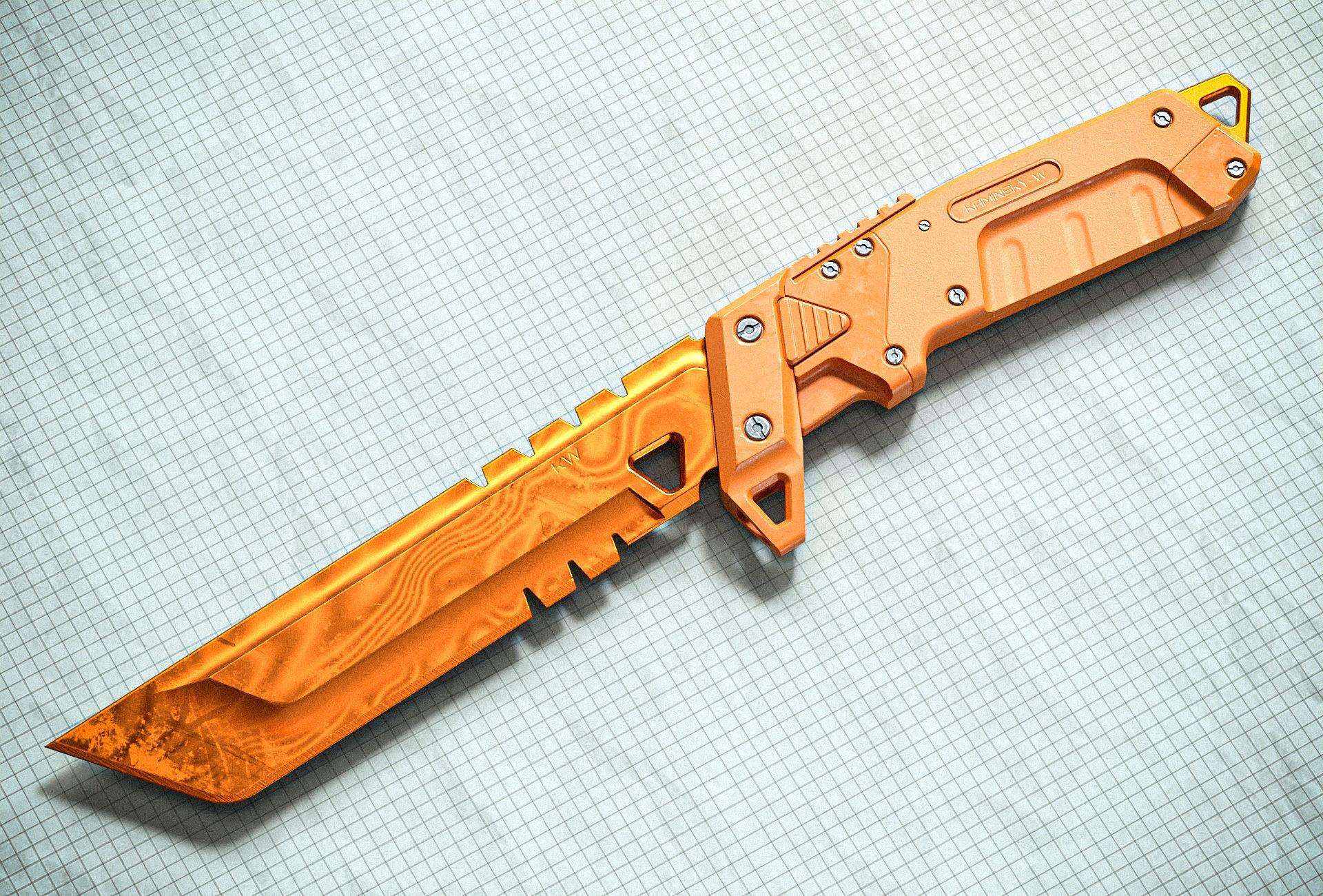 Sci-fi Knife KW PBR Low-poly 3D model_10