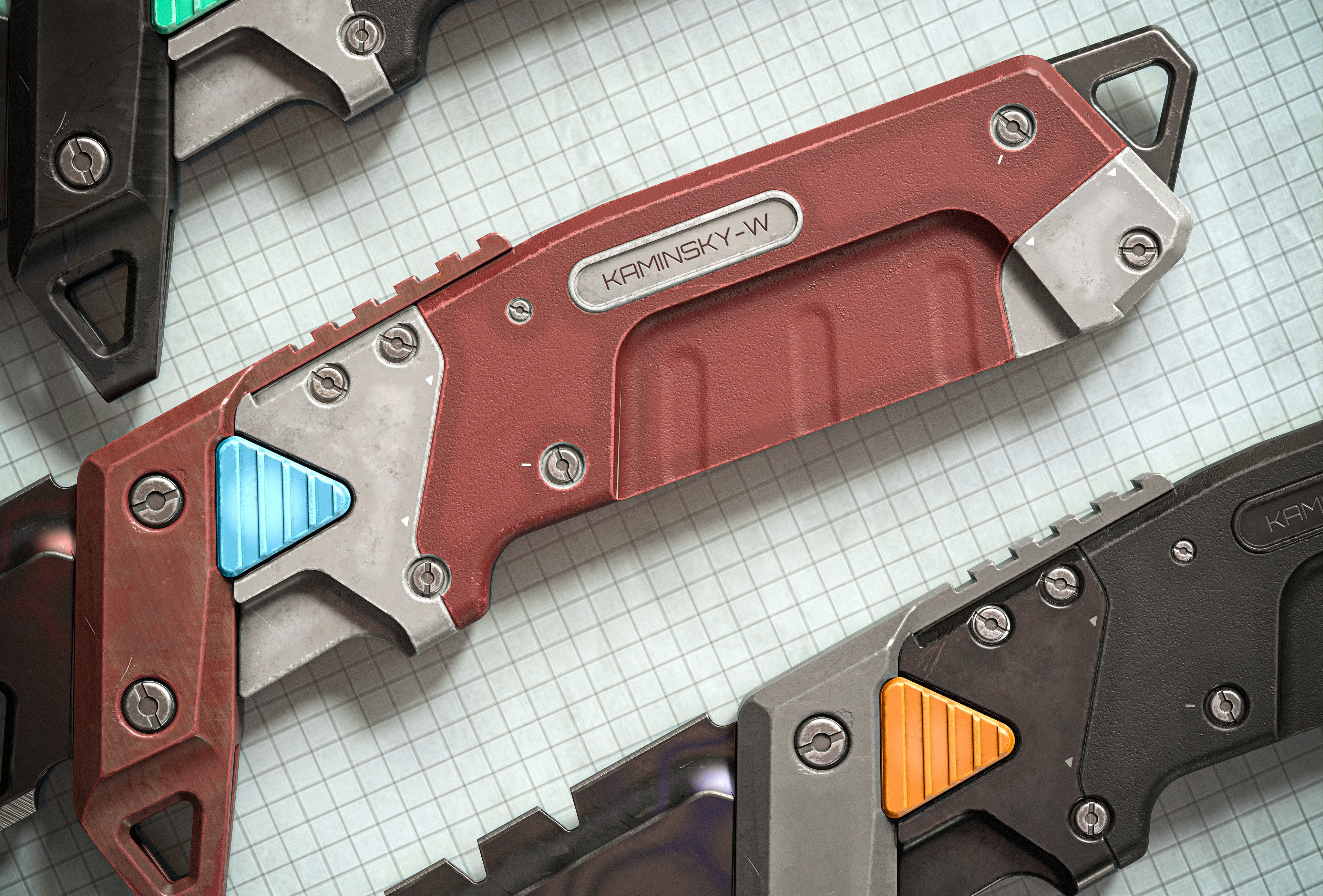 Sci-fi Knife KW PBR Low-poly 3D model_4