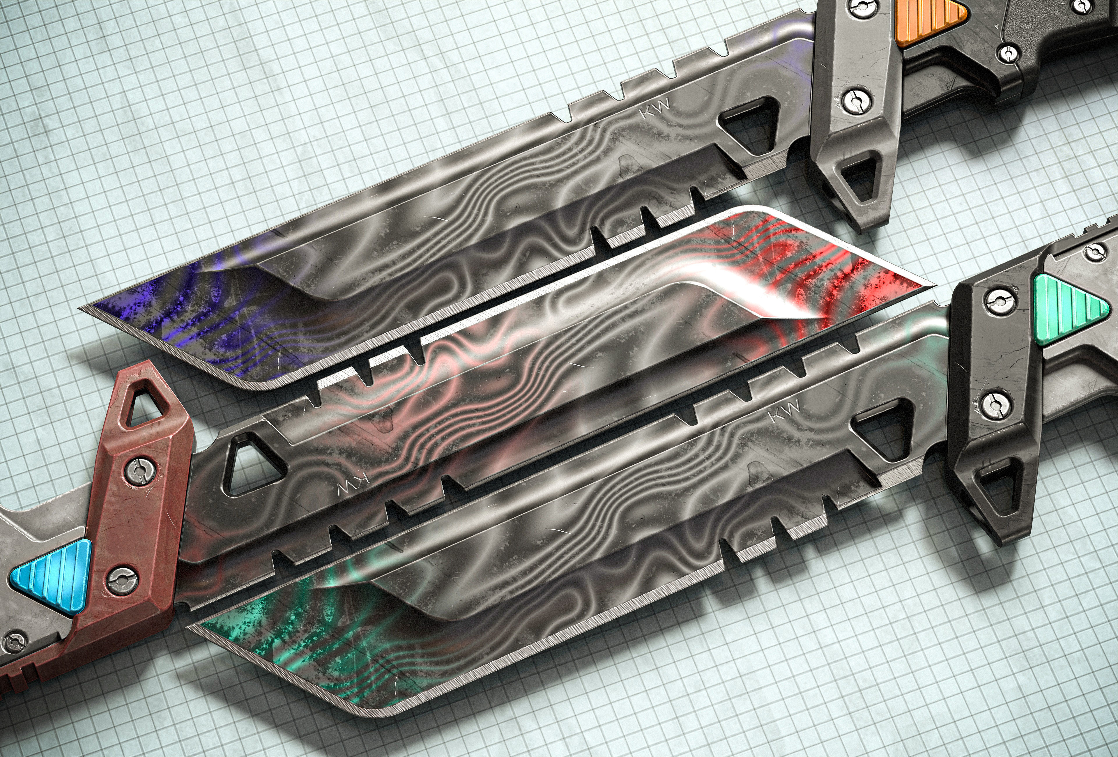 Sci-fi Knife KW PBR Low-poly 3D model_3