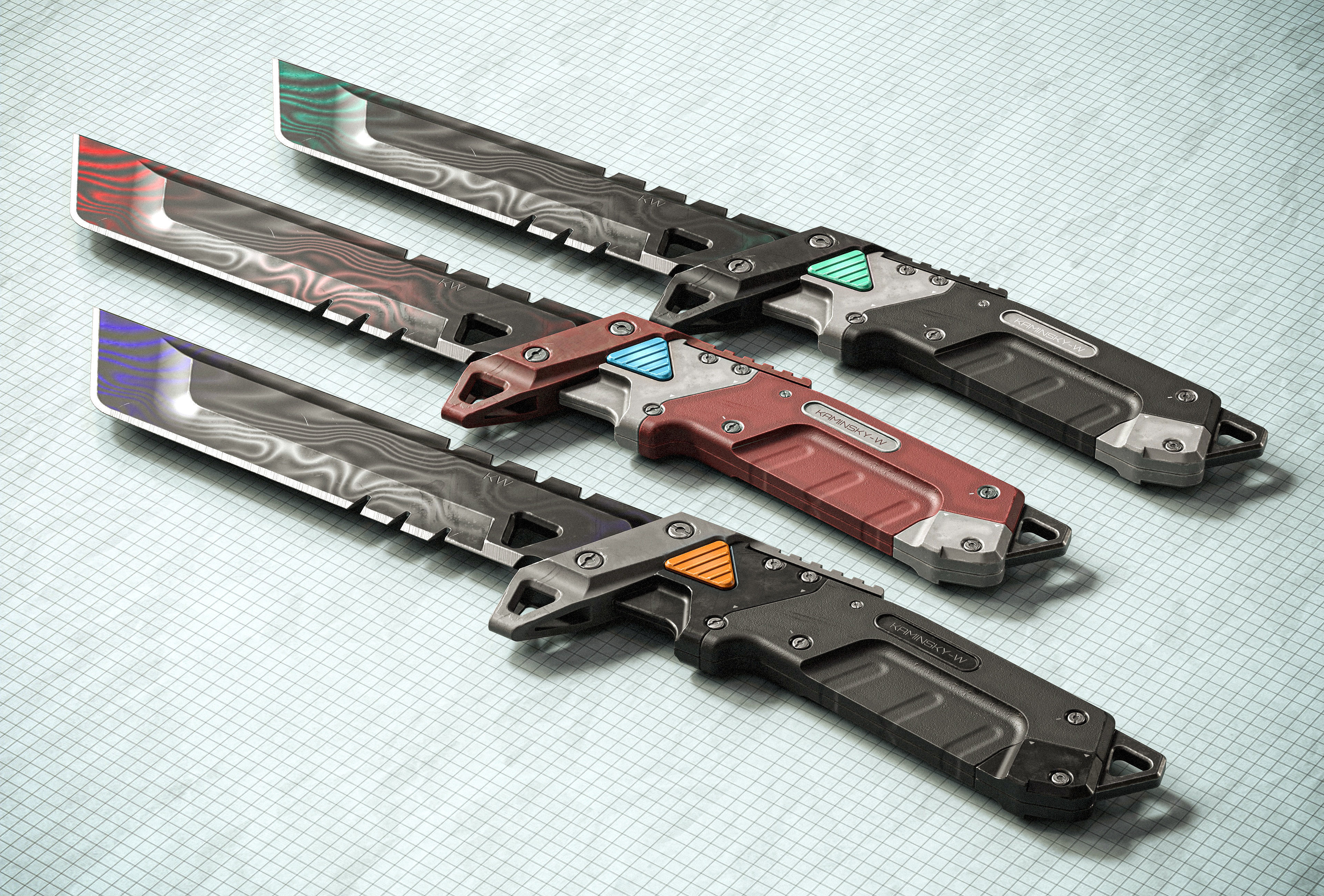 Sci-fi Knife KW PBR Low-poly 3D model_2