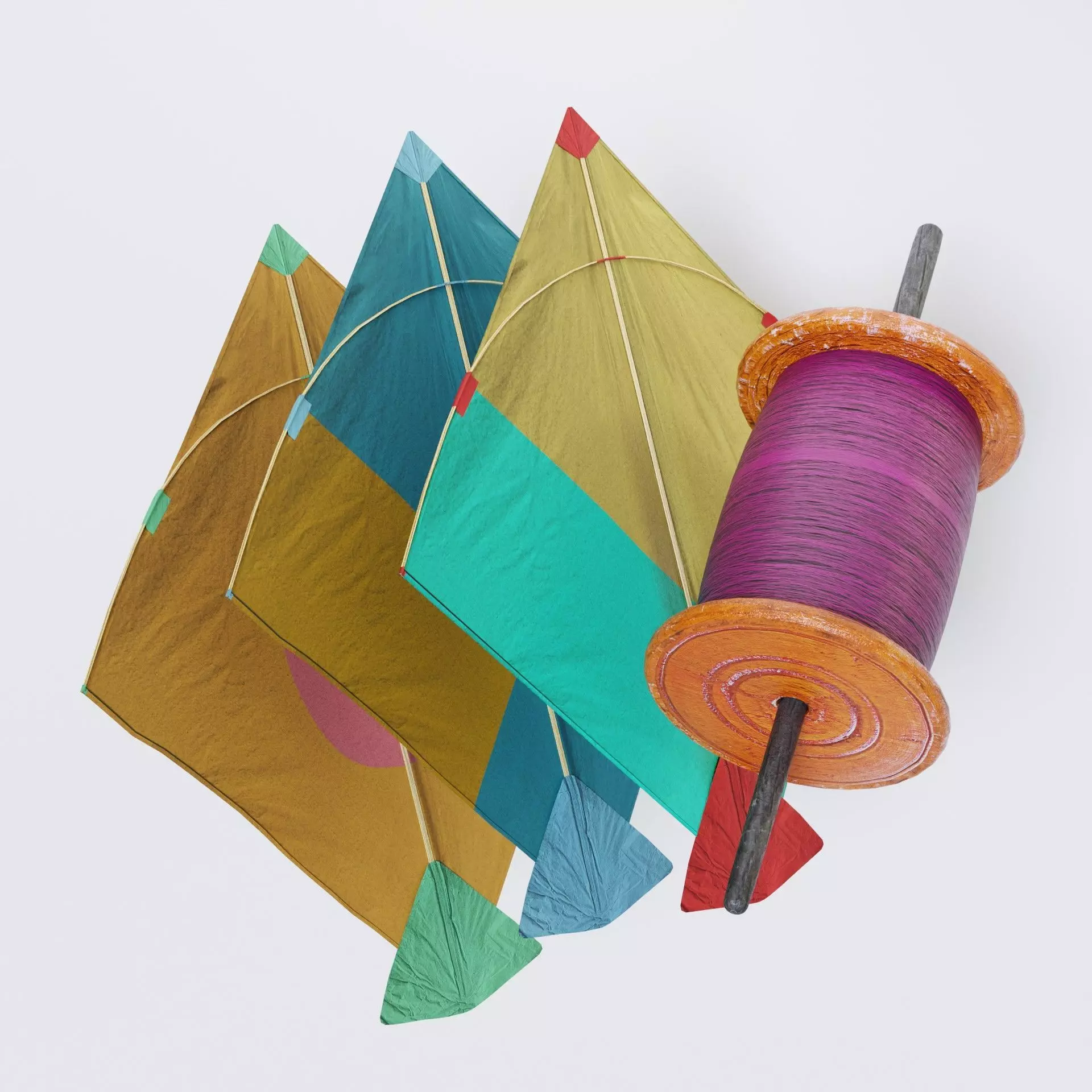 Kite Sky Low-poly 3D model_0