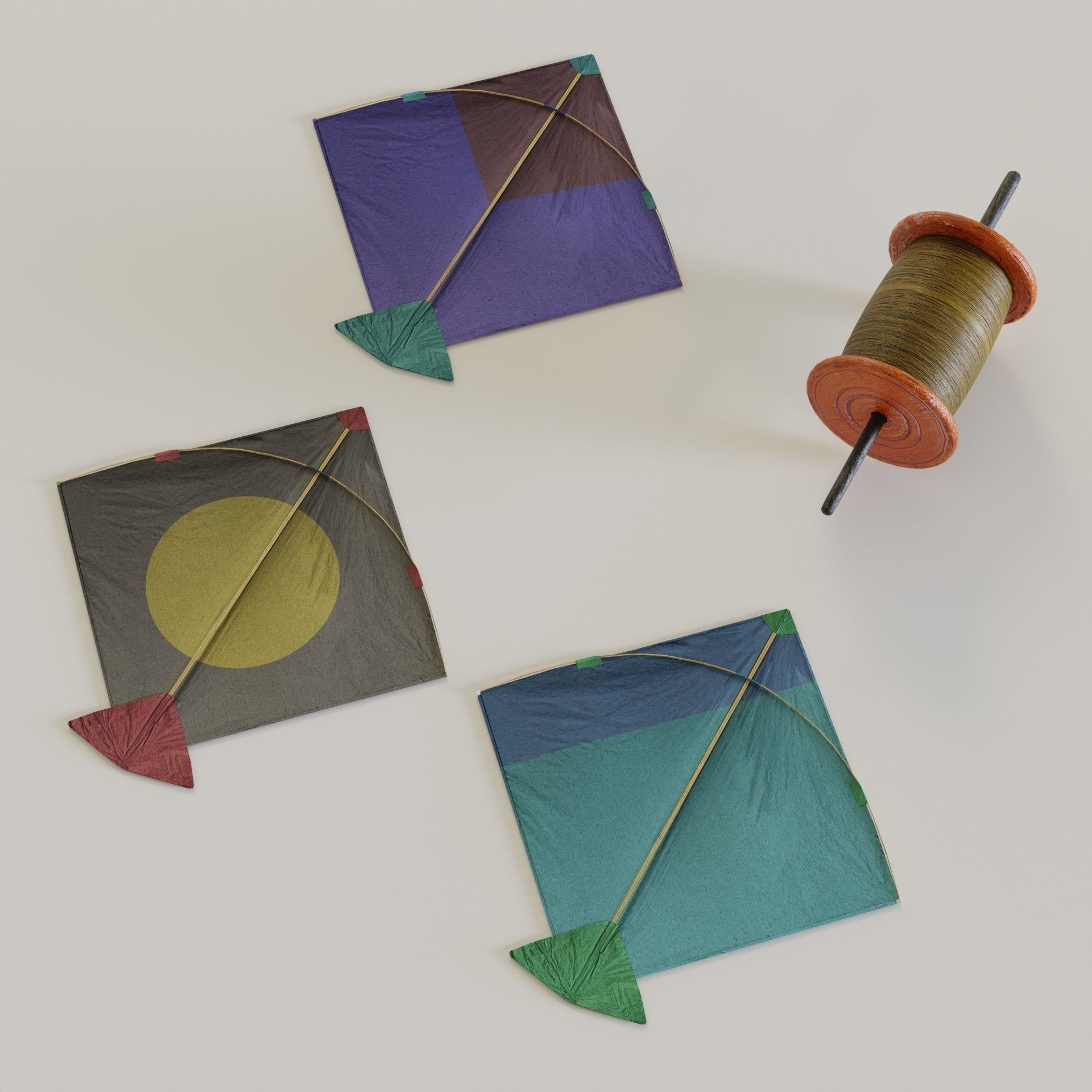 Kite Sky Low-poly 3D model_1