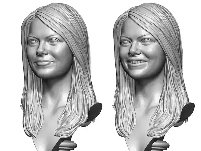 Emma in Stone bust laughing and smiling 3D print model