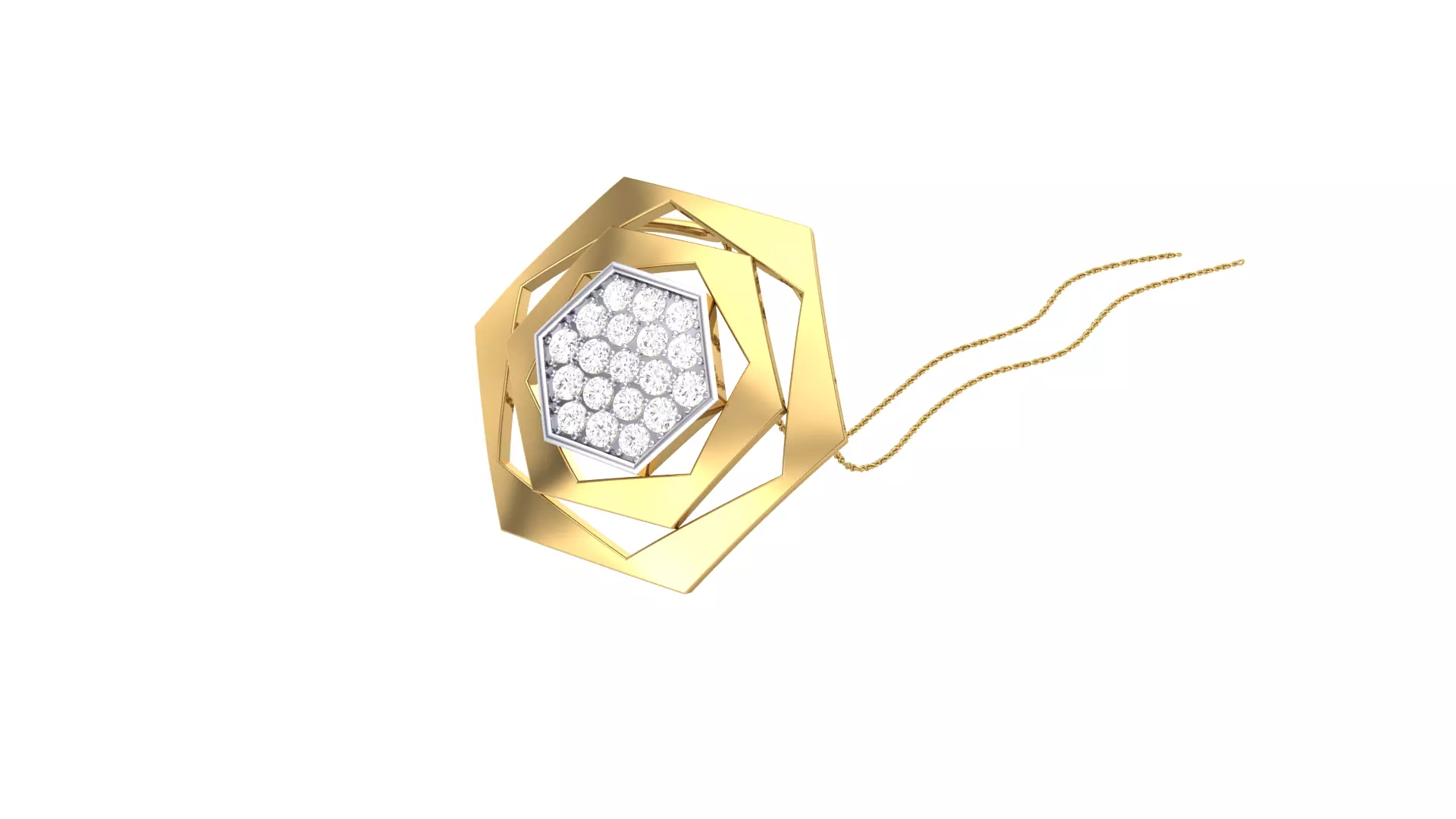 graceful hexagon diamond pendant 3D print model