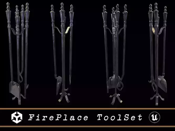 Fireplace Tool Set  Low-poly 3D model