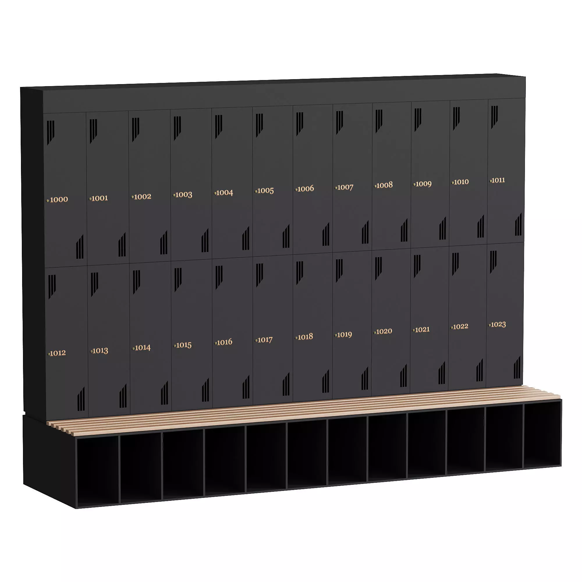 Locker rooms in the gym Low-poly 3D model_0