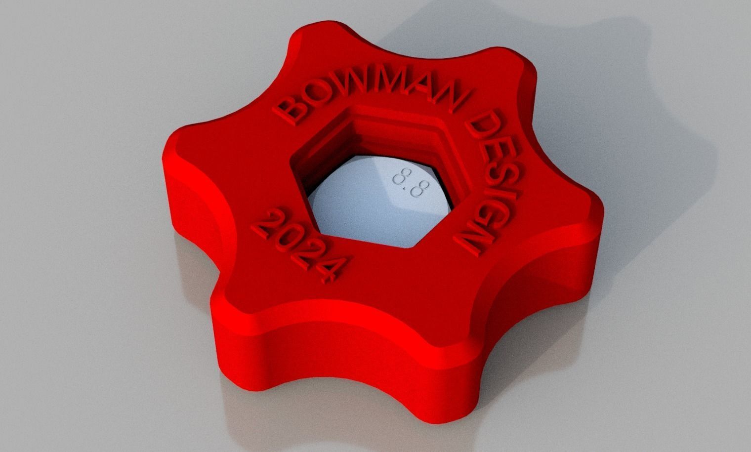 Hex bold hand knob handle for M8 and M6 bolts 3D print model_4