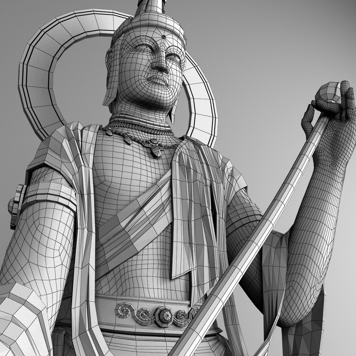 Bodhisattva Buddha Statue 3D model_11