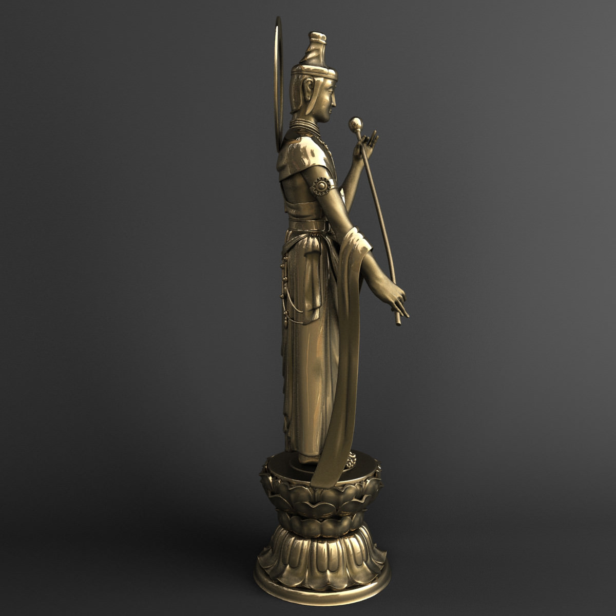 Bodhisattva Buddha Statue 3D model_5