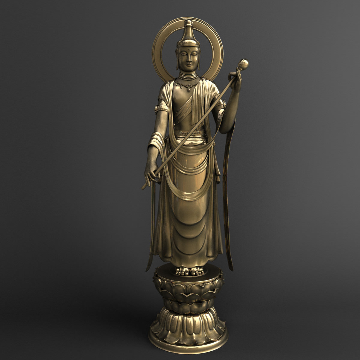 Bodhisattva Buddha Statue 3D model_3