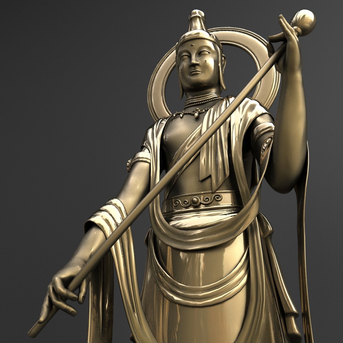 Bodhisattva Buddha Statue 3D model_4
